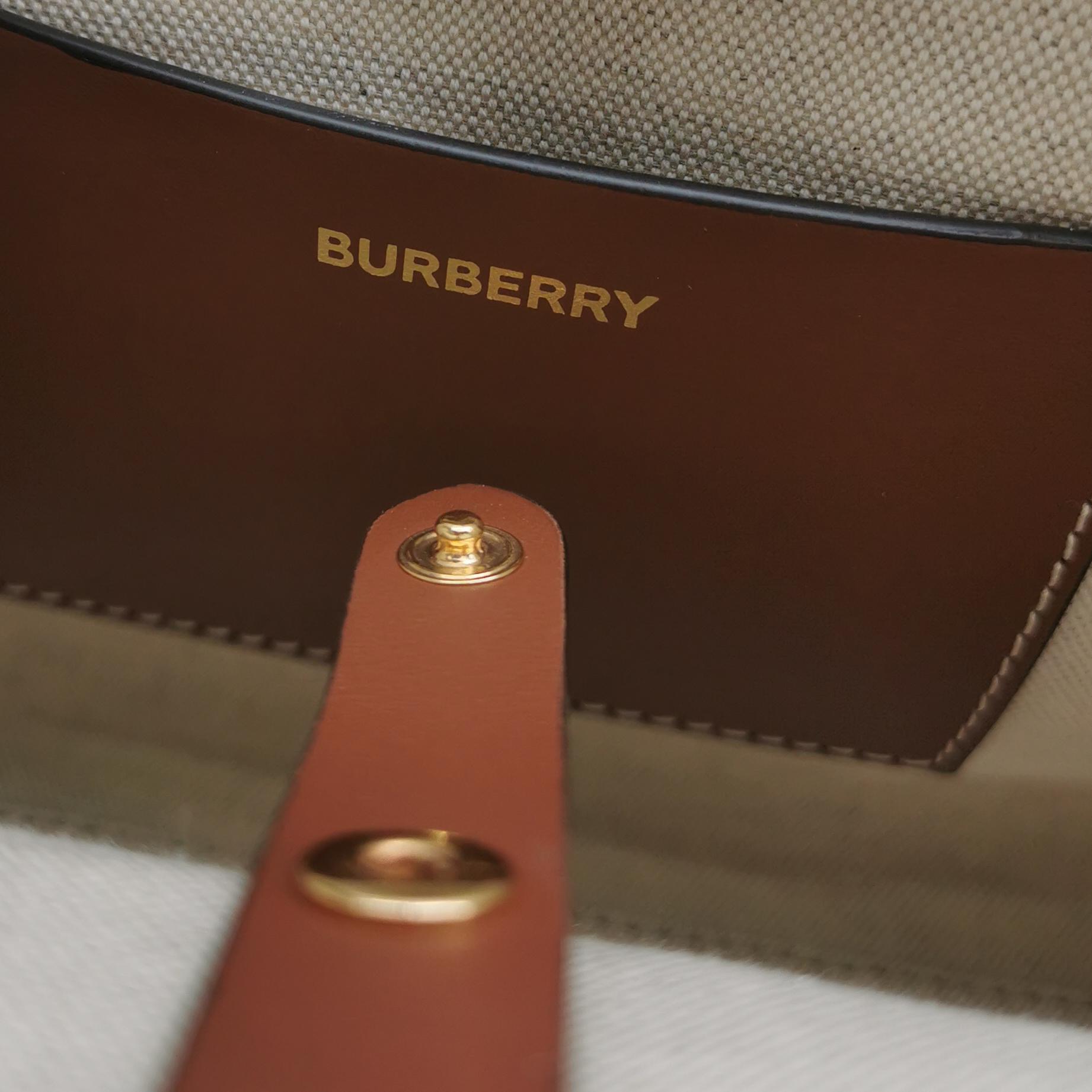 Burberry Freya Shopping Tote Canvas with Leather Mini — photo 8 of 14