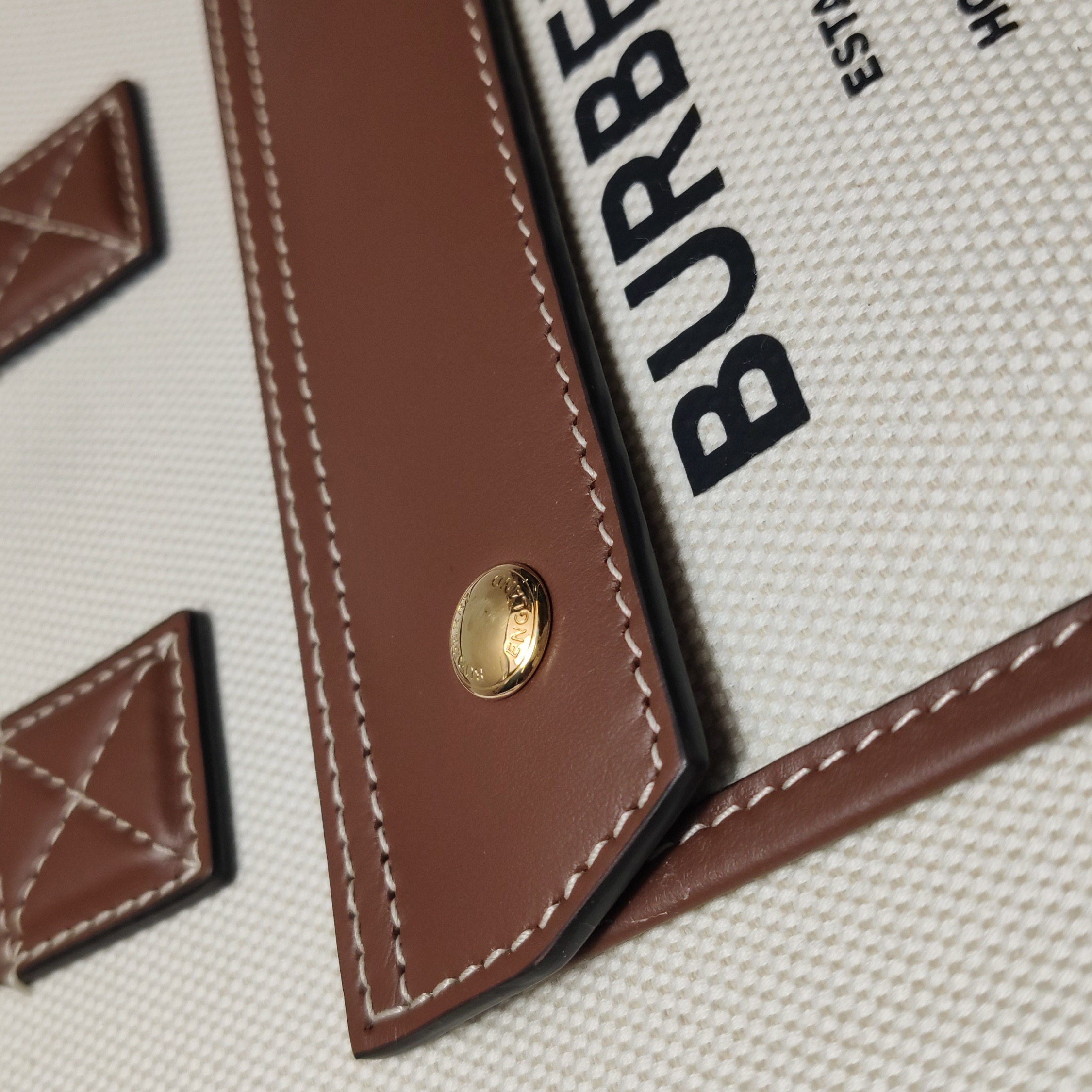 Burberry Freya Shopping Tote Canvas with Leather Mini — photo 10 of 14