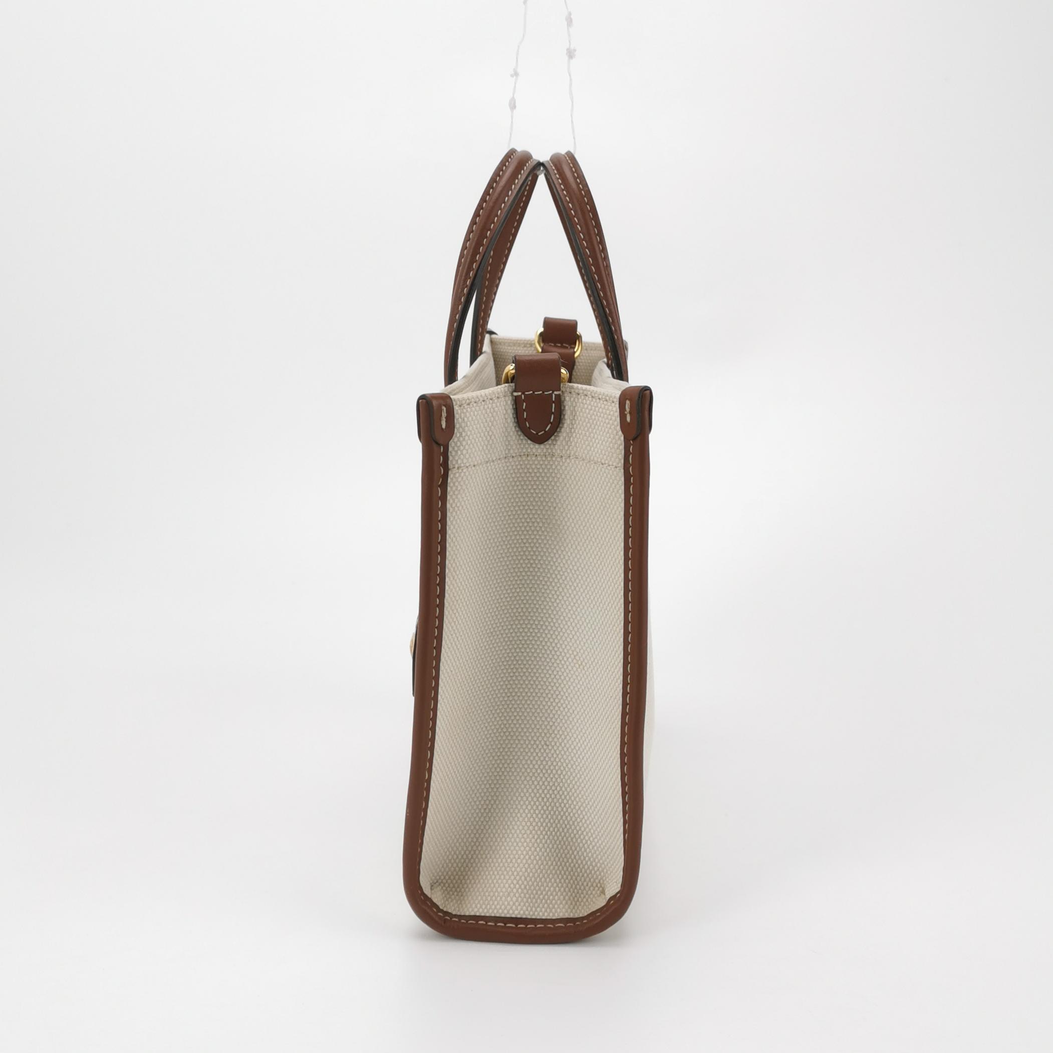 Burberry Freya Shopping Tote Canvas with Leather Mini — photo 4 of 15