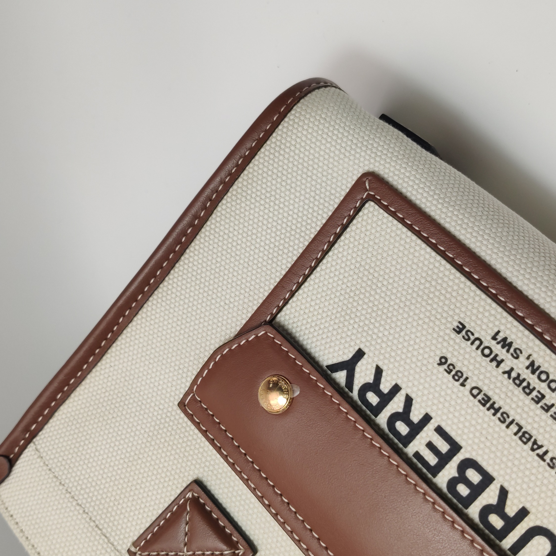 Burberry Freya Shopping Tote Canvas with Leather Mini — photo 12 of 15