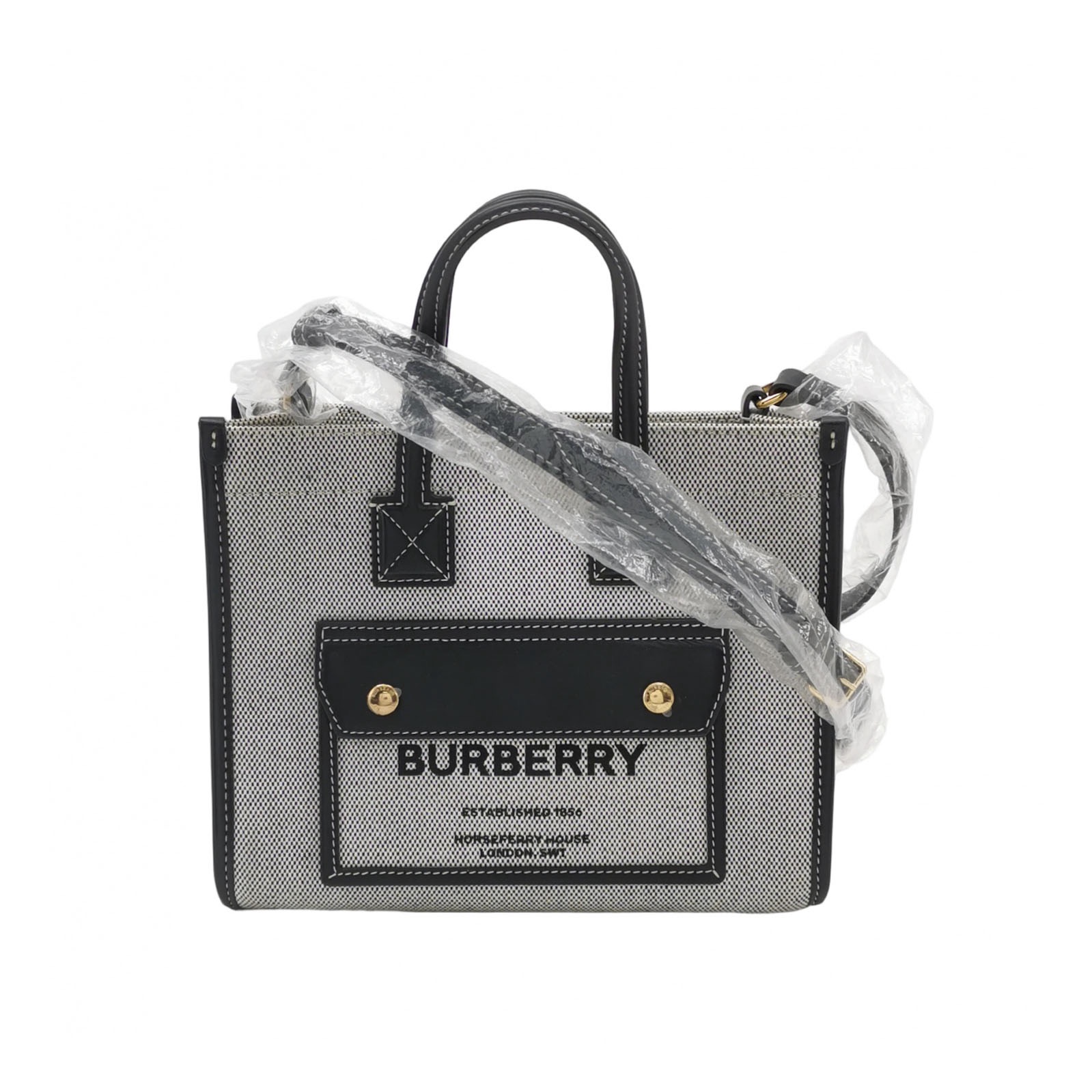 Burberry Freya Shopping Tote Canvas with Leather Mini — photo 1 of 15