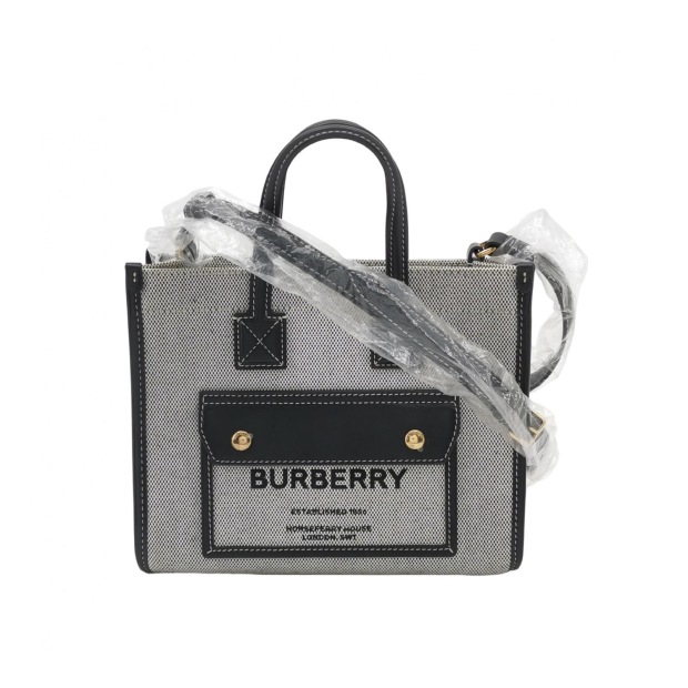 Burberry Freya Shopping Tote Canvas with Leather Mini — pre-owned, Vierlot