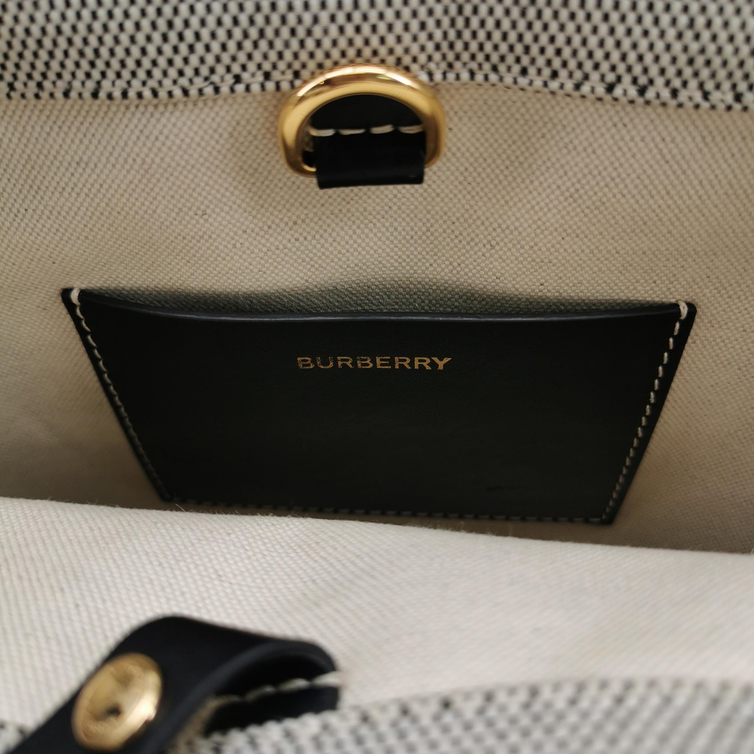 Burberry Freya Shopping Tote Canvas with Leather Mini — photo 8 of 15