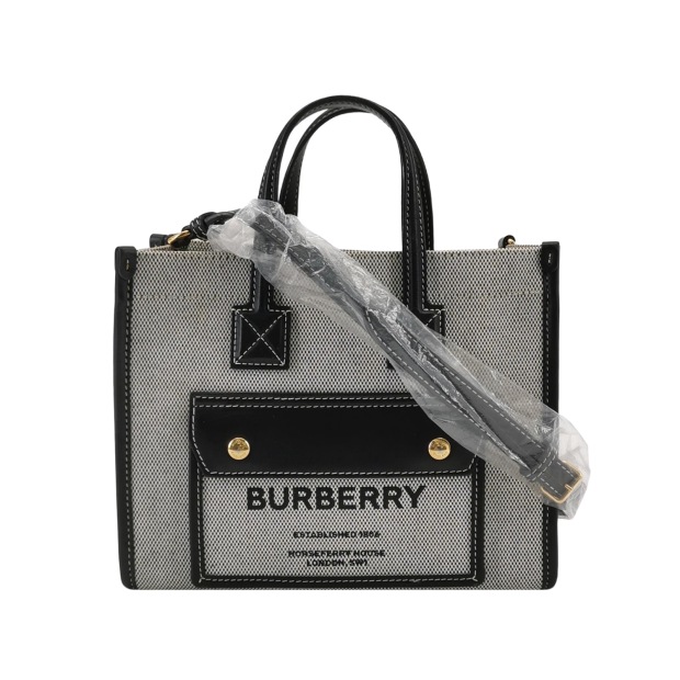 Burberry Freya Shopping Tote Canvas with Leather Mini — pre-owned, Vierlot