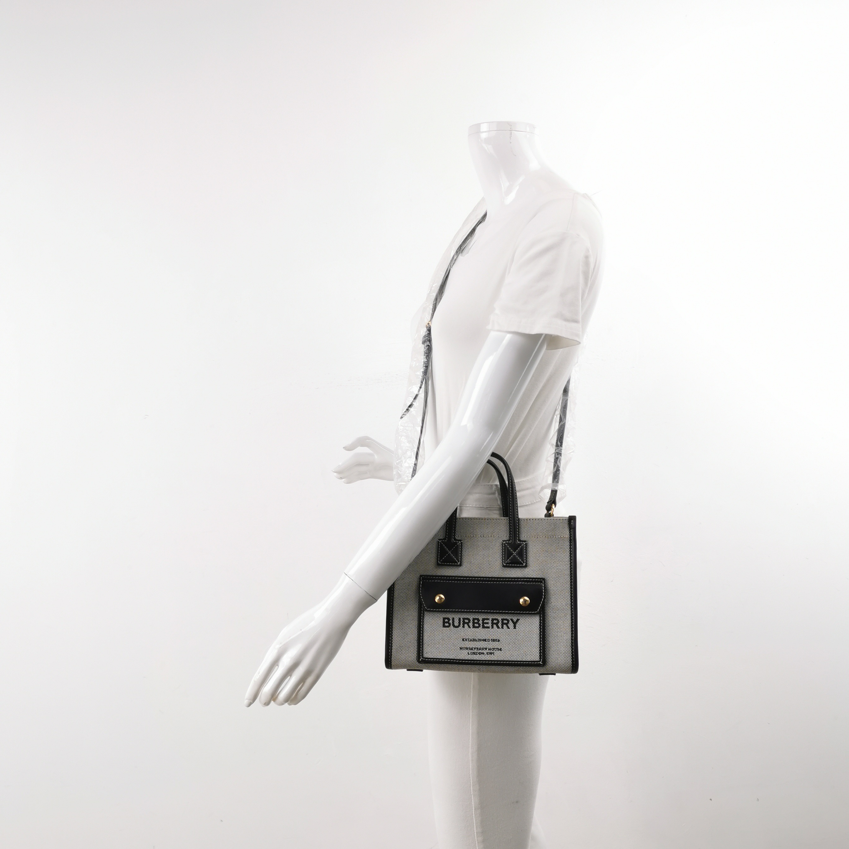 Burberry Freya Shopping Tote Canvas with Leather Mini — alternate view