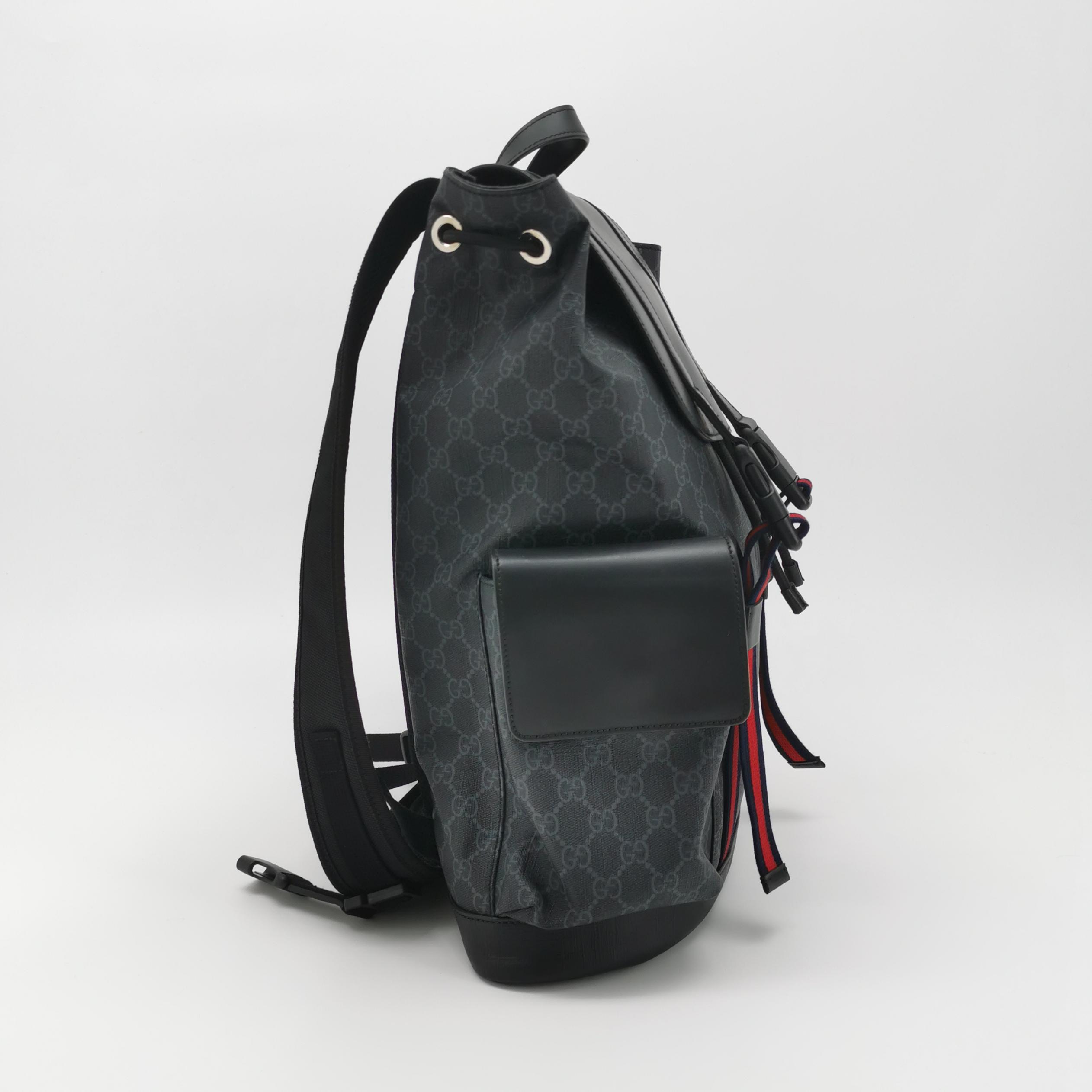 Gucci Double Pocket Buckle Backpack GG Coated Canvas Large — photo 4 of 19