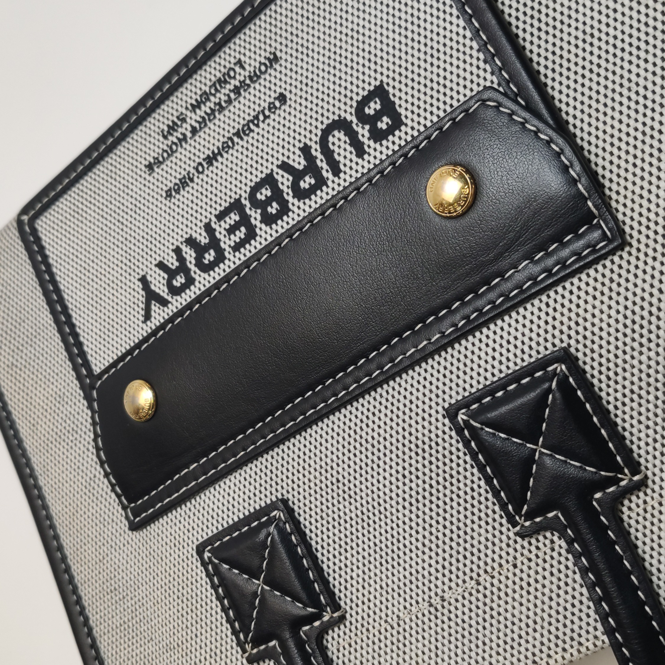 Burberry Freya Shopping Tote Canvas with Leather Mini — photo 9 of 15