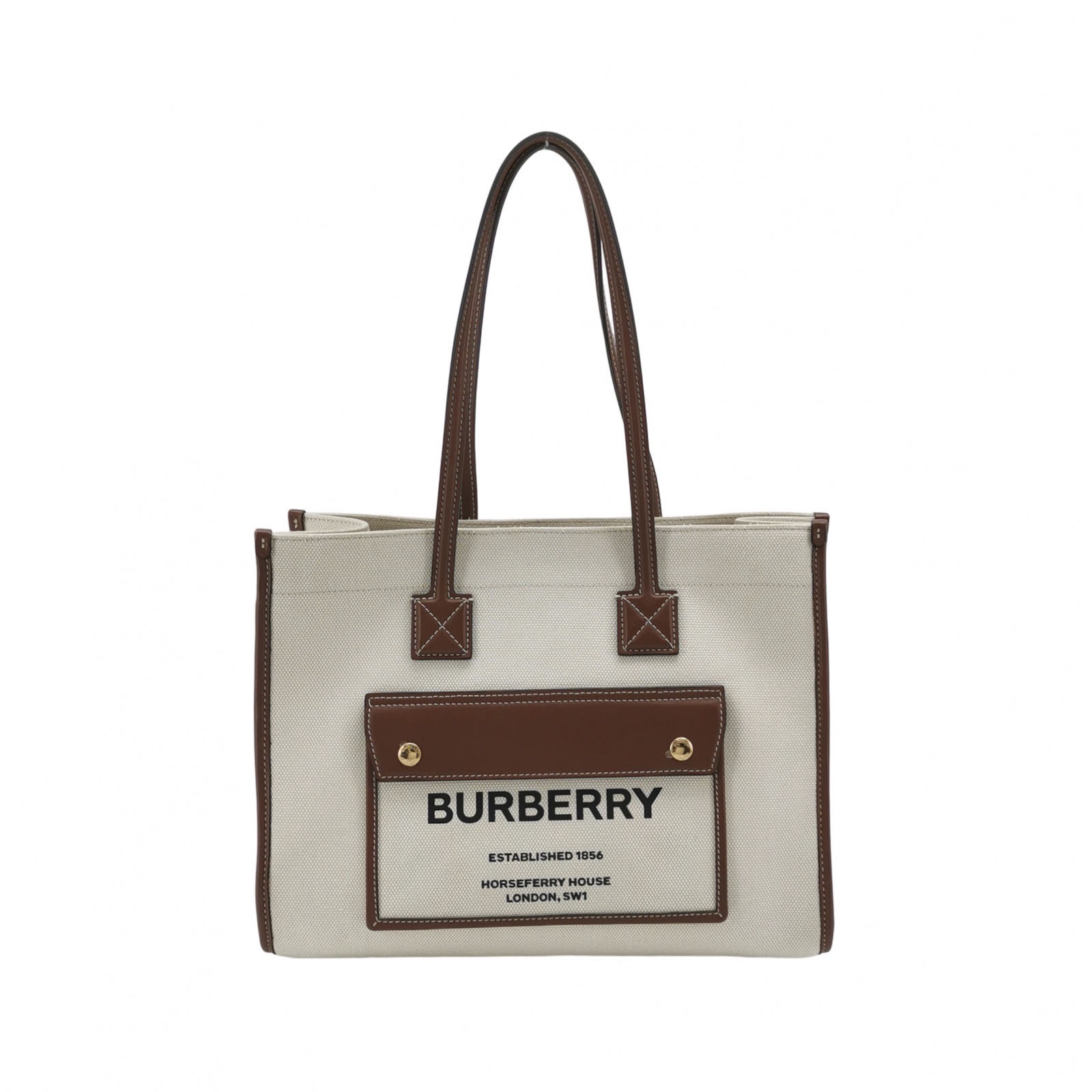 Burberry Freya Shopping Tote Canvas with Leather Small — photo 1 of 16