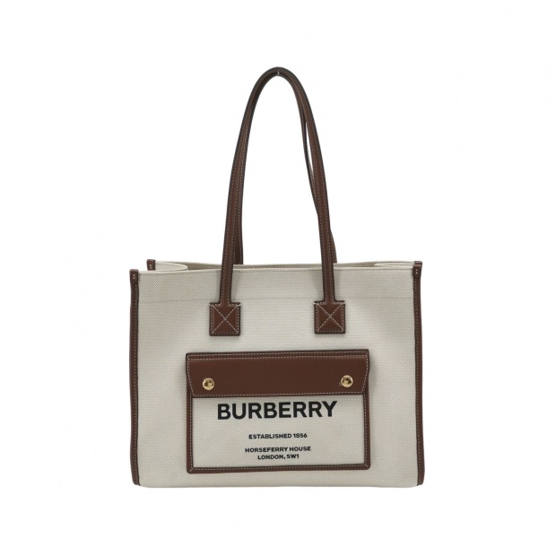 Burberry Freya Shopping Tote Canvas with Leather Small — pre-owned, Vierlot