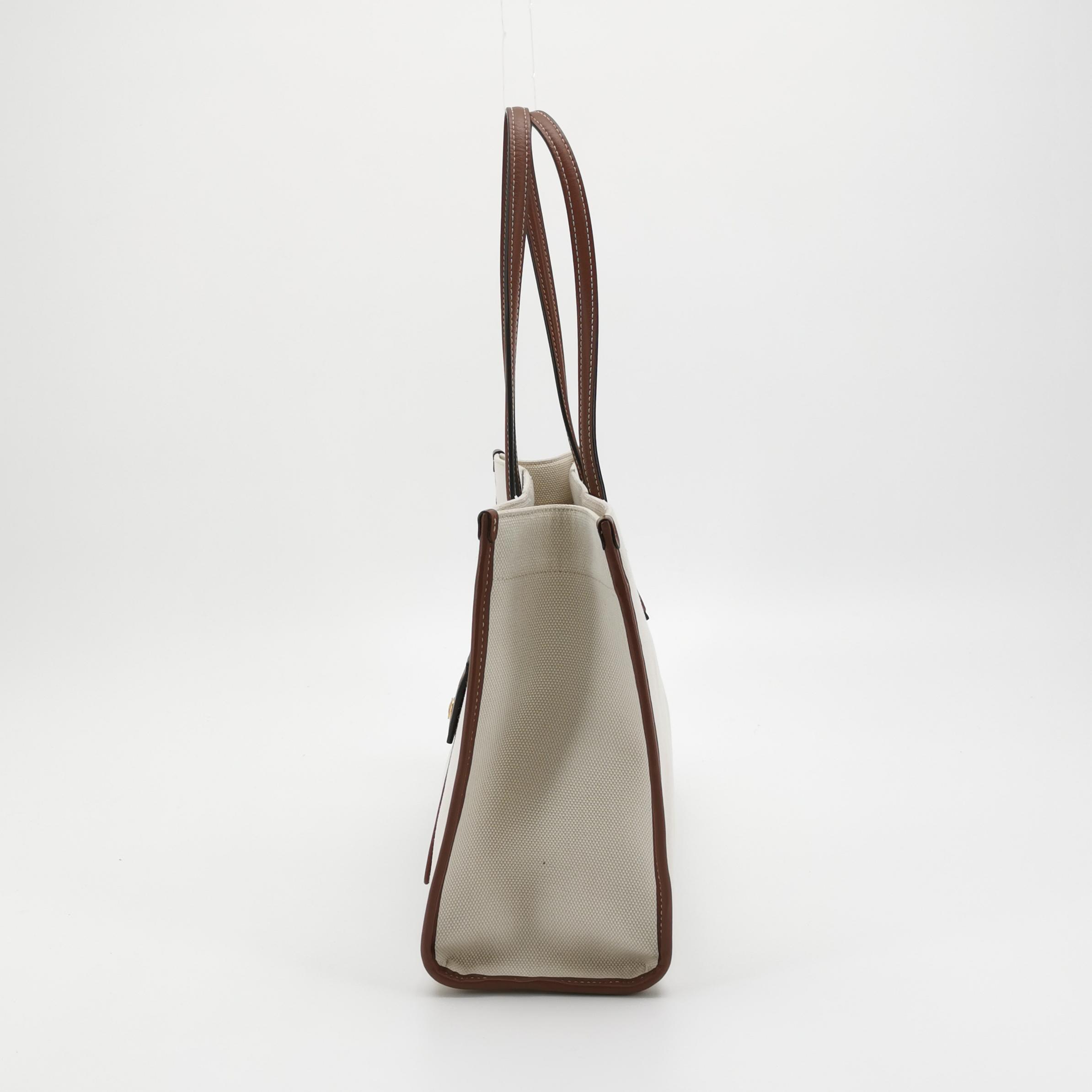 Burberry Freya Shopping Tote Canvas with Leather Small — photo 5 of 16