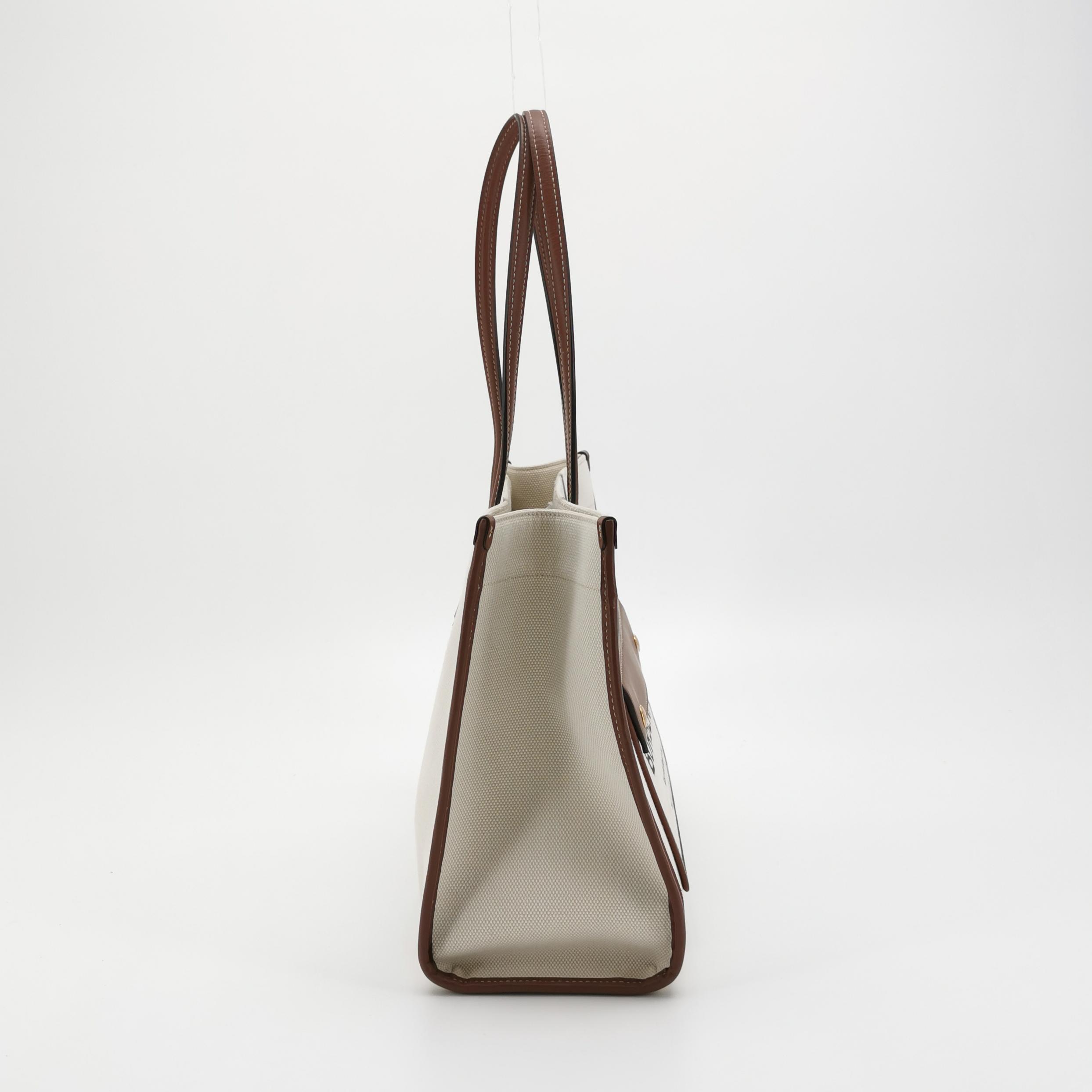 Burberry Freya Shopping Tote Canvas with Leather Small — photo 4 of 16