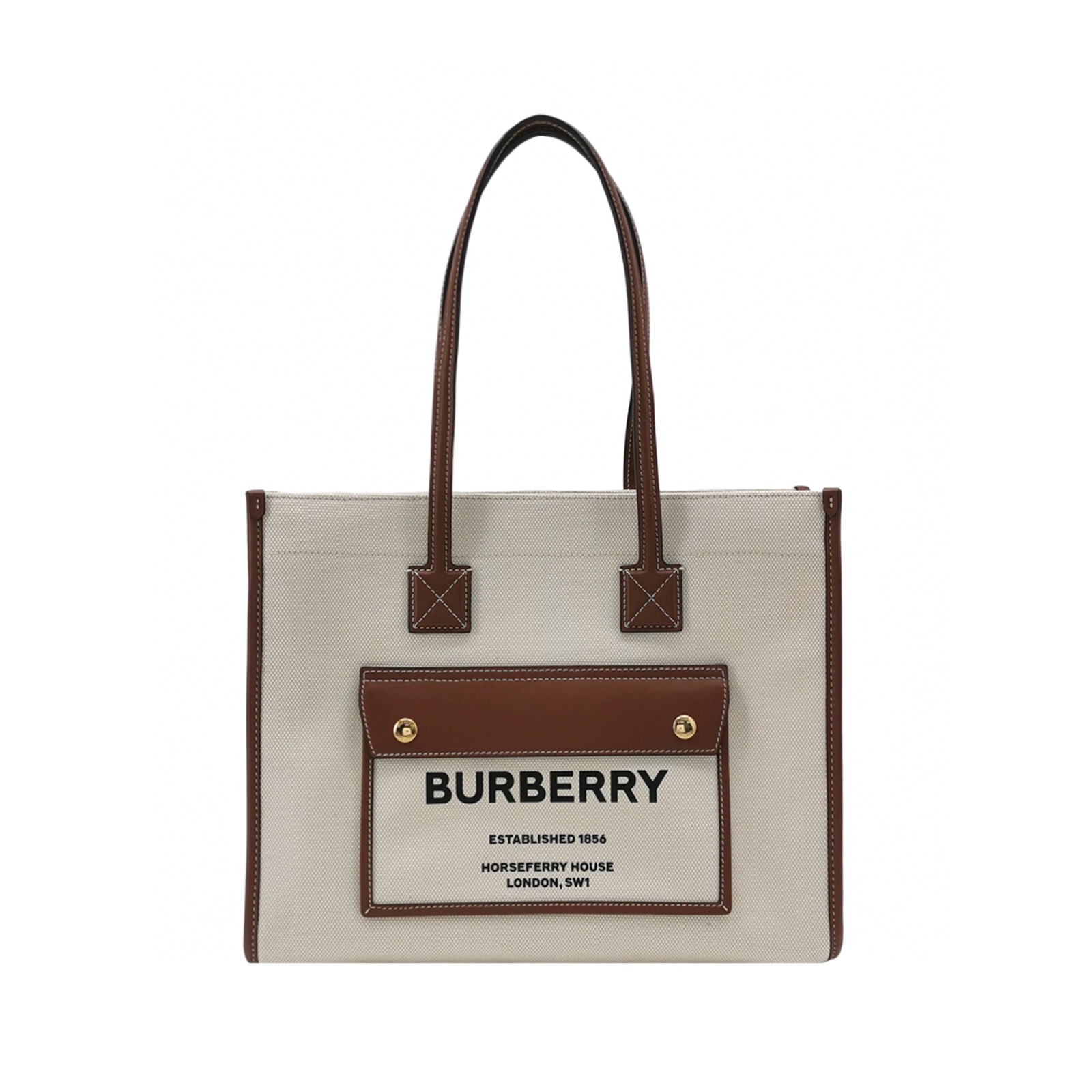 Burberry Freya Shopping Tote Canvas with Leather Small — photo 1 of 16