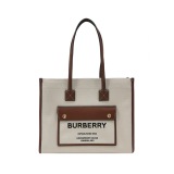 Burberry Freya Shopping Tote Canvas with Leather Small — thumbnail 1