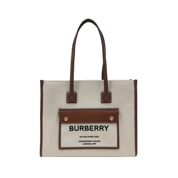 Burberry Freya Shopping Tote Canvas with Leather Small — pre-owned, Vierlot