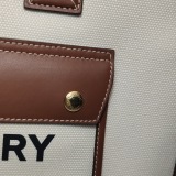 Burberry Freya Shopping Tote Canvas with Leather Small — thumbnail 9