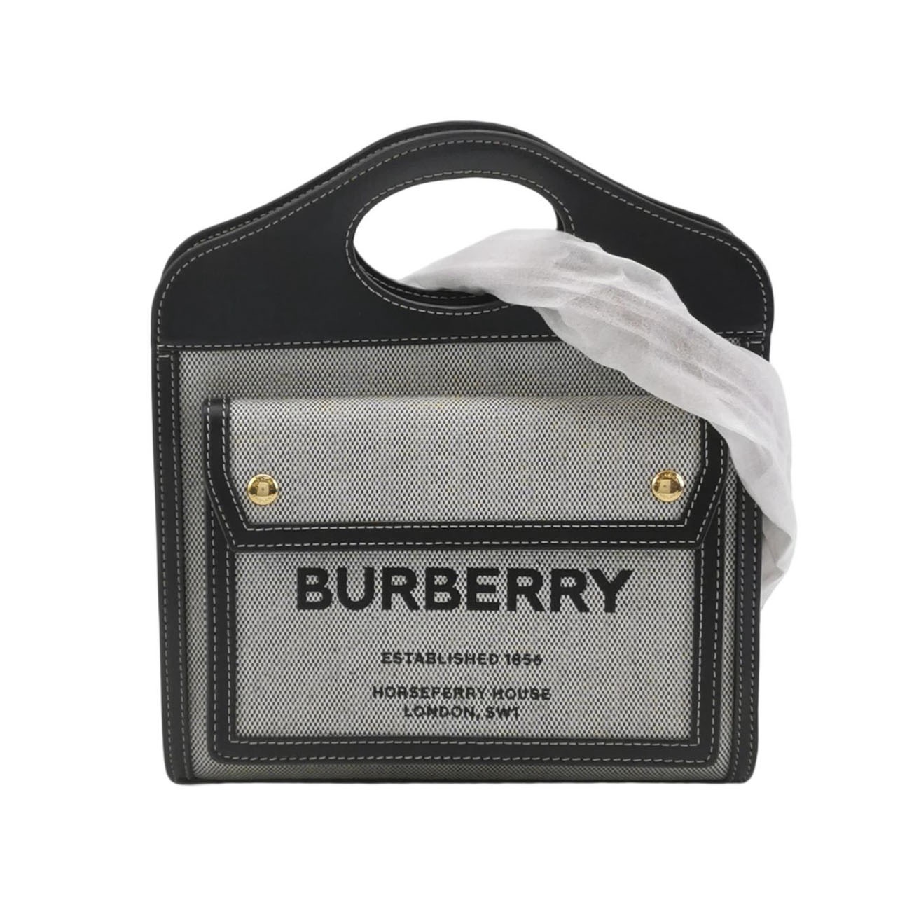 Burberry Logo Pocket Tote Canvas with Leather Mini — photo 1 of 14