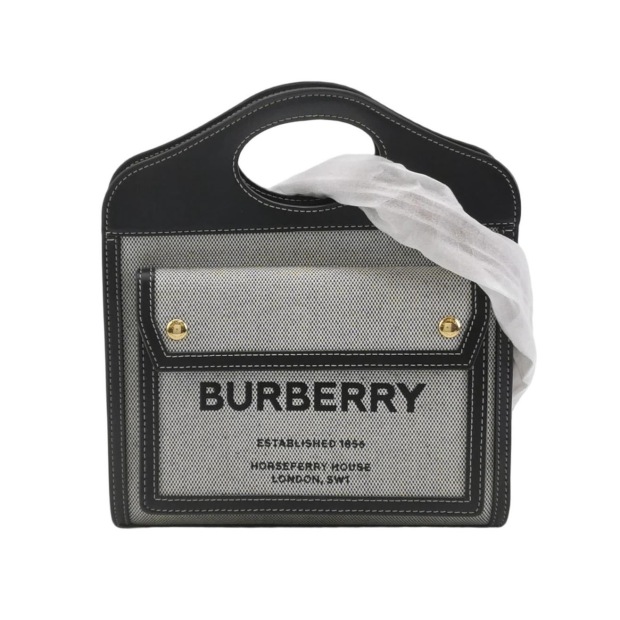 Burberry Logo Pocket Tote Canvas with Leather Mini — pre-owned, Vierlot