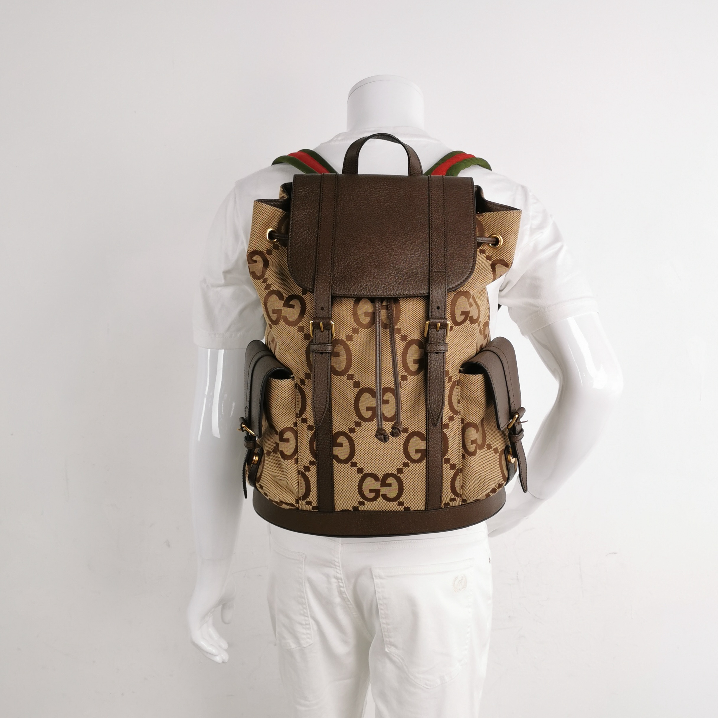 Gucci Double Pocket Belt Backpack Jumbo GG Canvas and Leather Large — alternate view