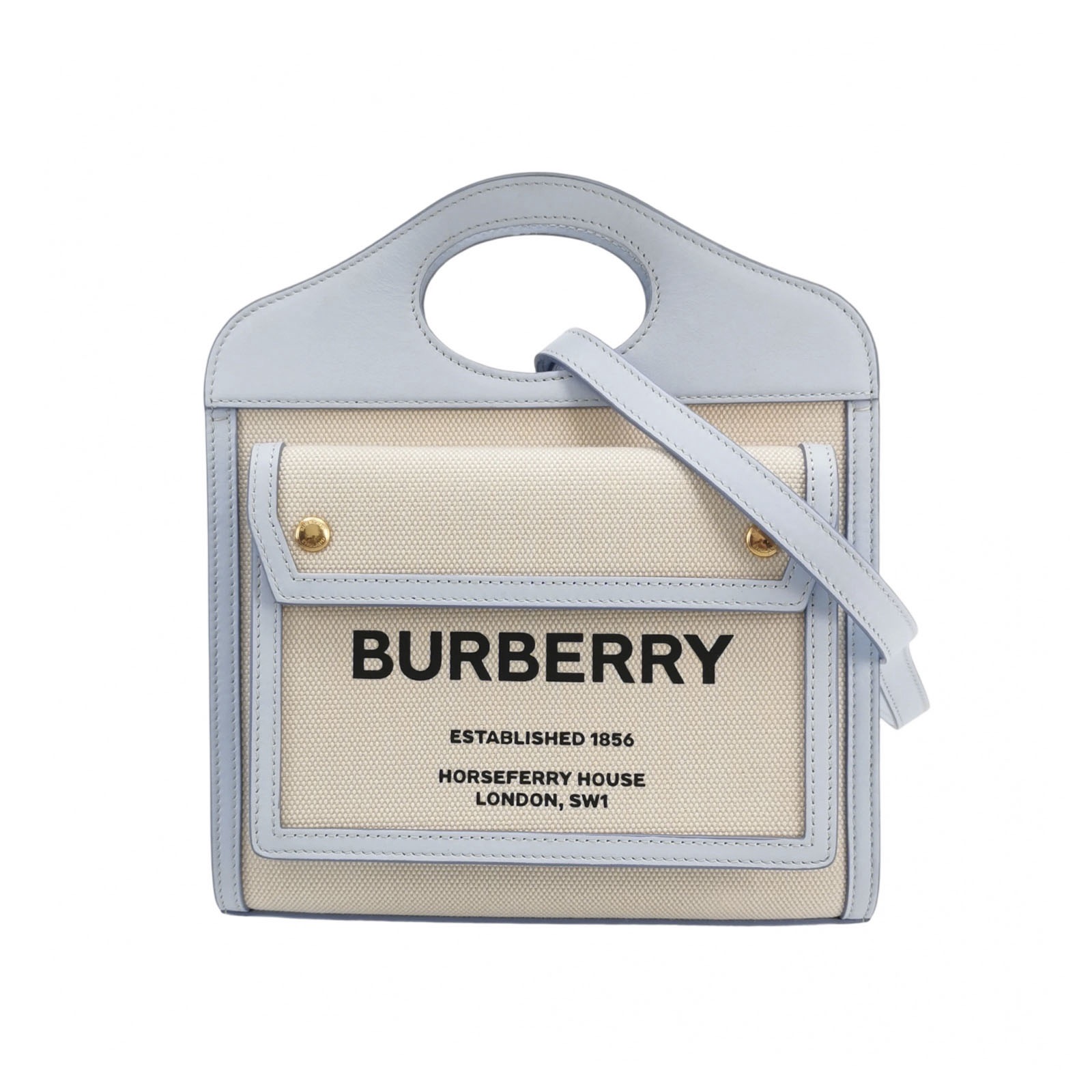 Burberry Logo Pocket Tote Canvas with Leather Mini — photo 1 of 14