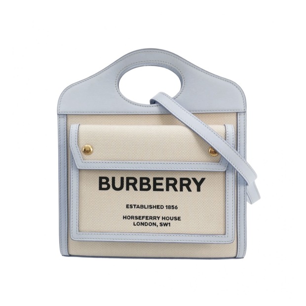 Burberry Logo Pocket Tote Canvas with Leather Mini — pre-owned, Vierlot