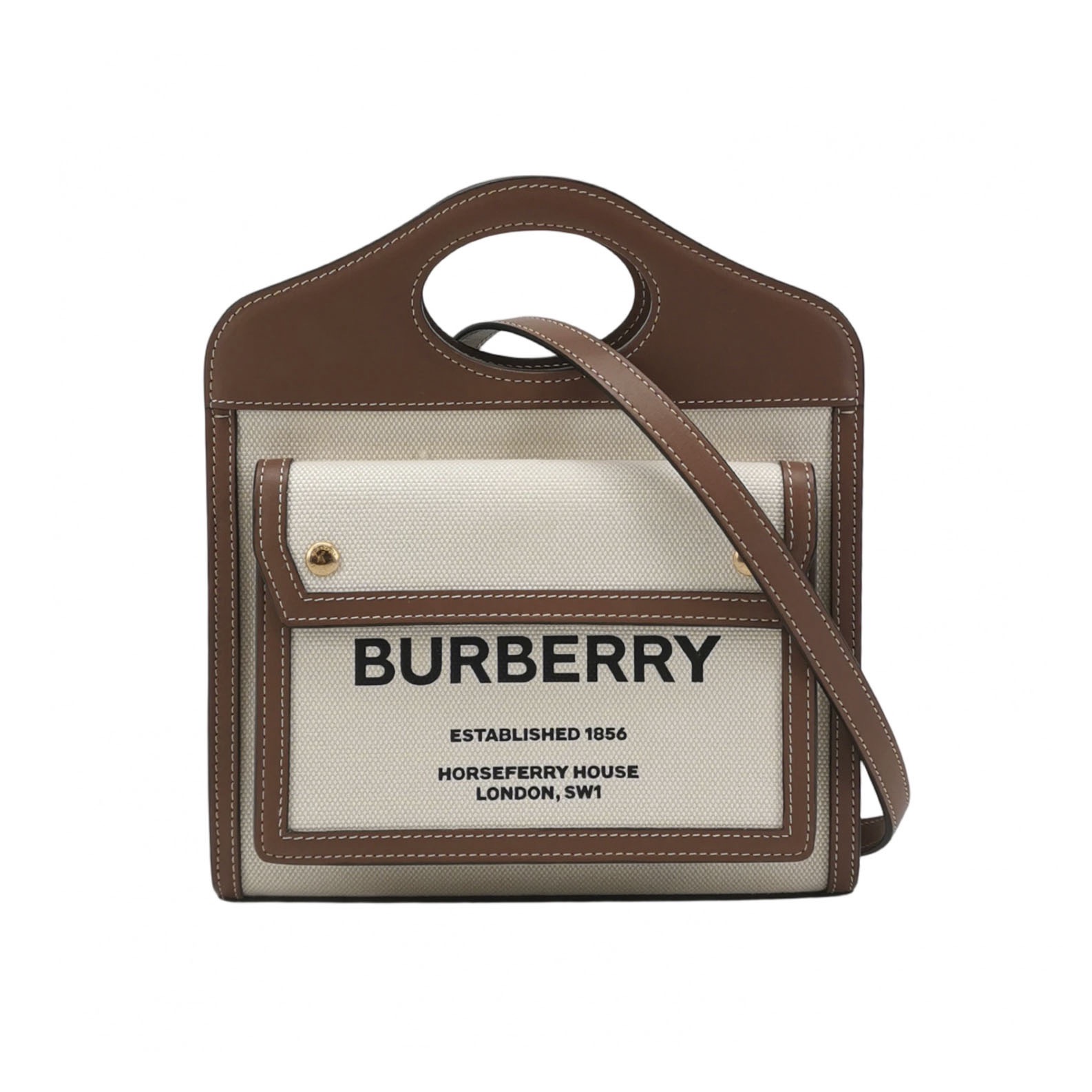 Burberry Logo Pocket Tote Canvas with Leather Mini — photo 1 of 15