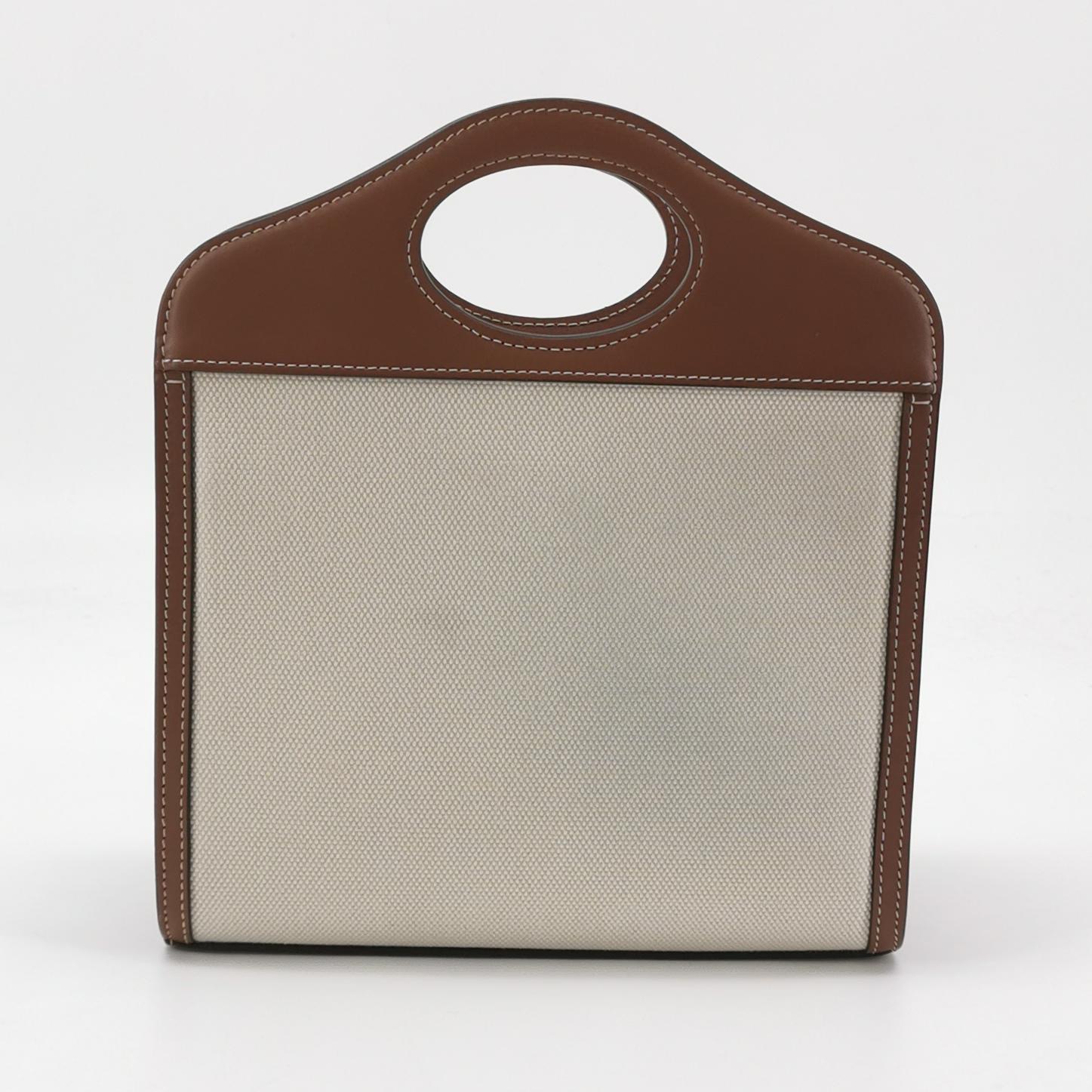 Burberry Logo Pocket Tote Canvas with Leather Mini — photo 3 of 15
