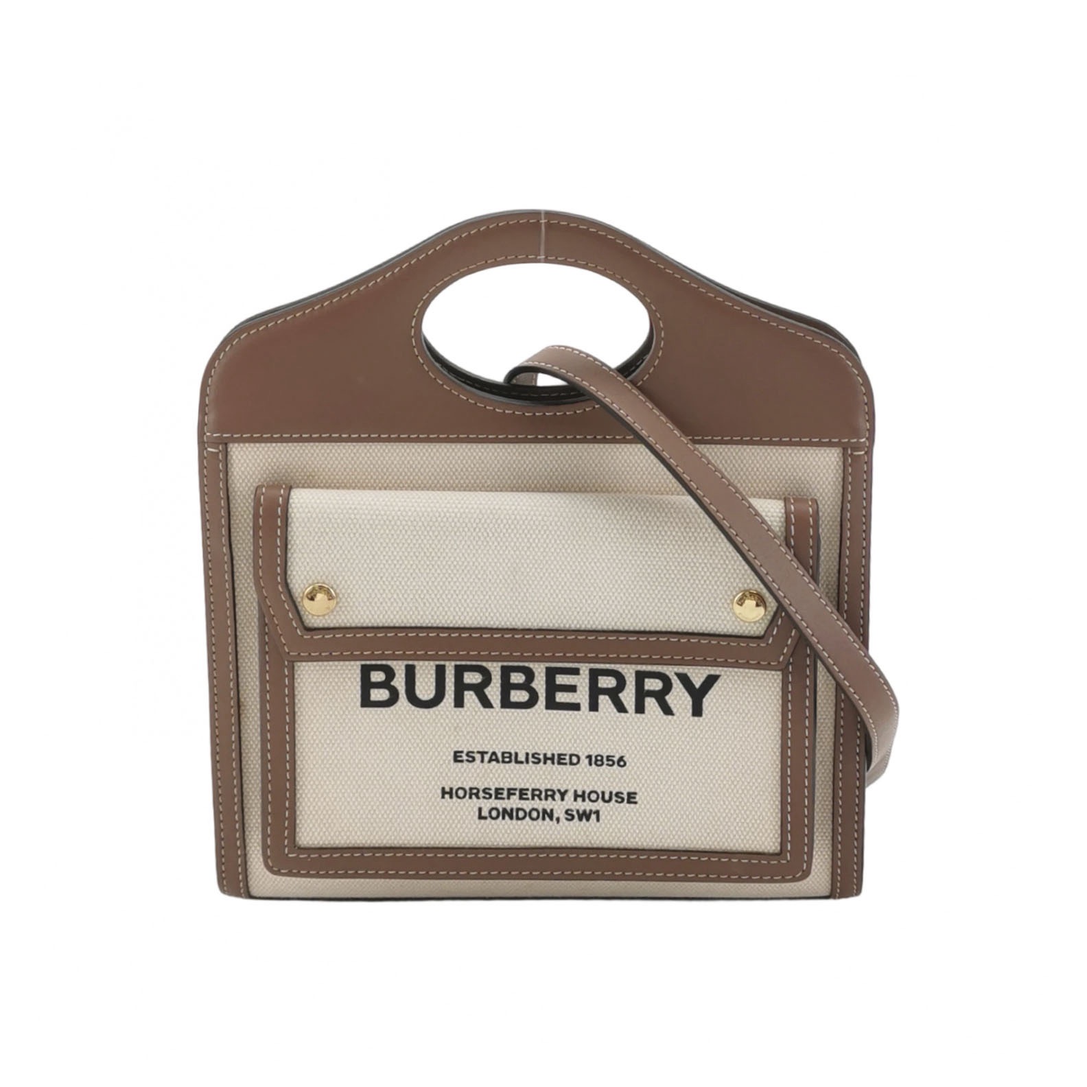 Burberry Logo Pocket Tote Canvas with Leather Mini — photo 1 of 15
