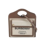 Burberry Logo Pocket Tote Canvas with Leather Mini — thumbnail 1