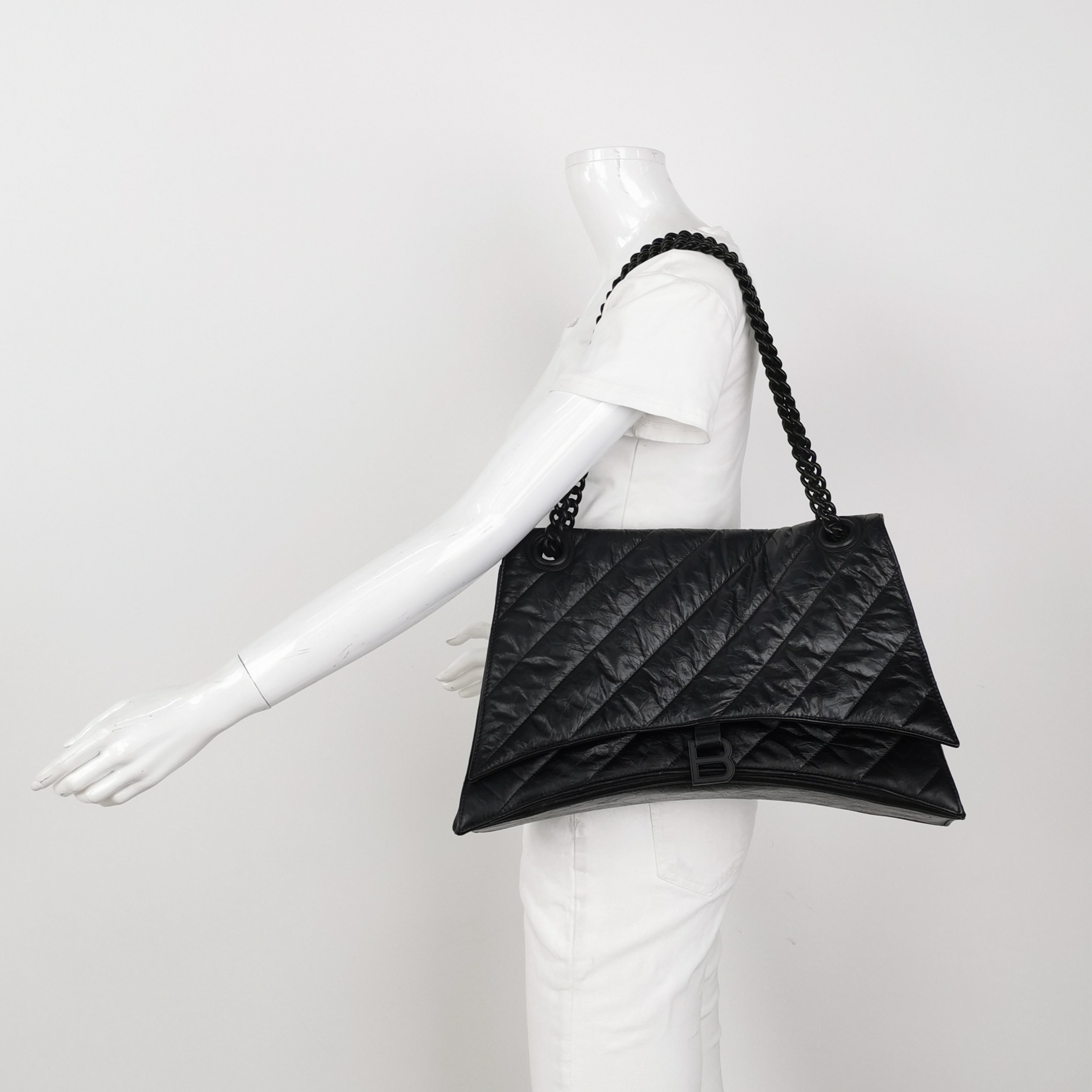 Balenciaga Crush Chain Flap Bag Quilted Crushed Calfskin Large — alternate view