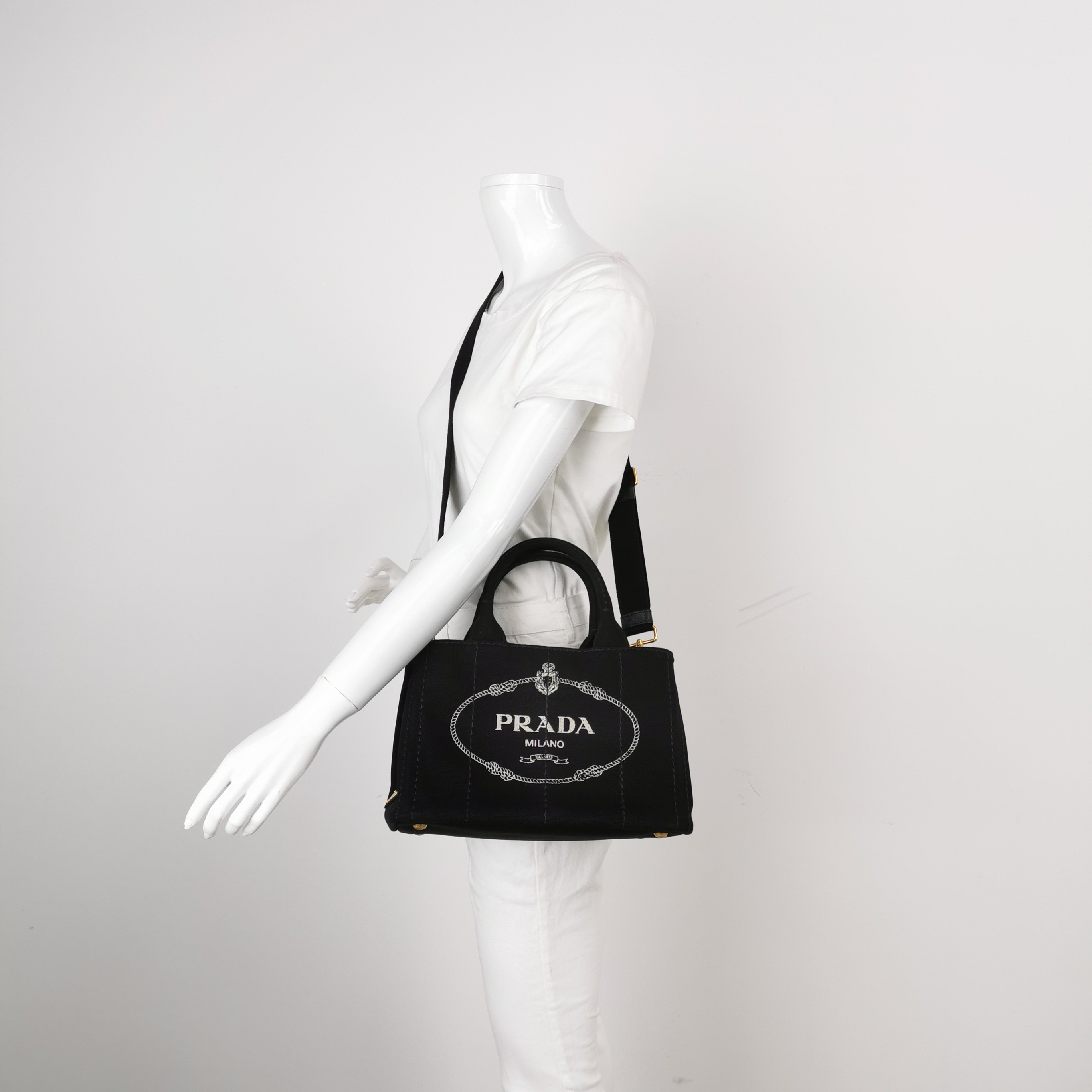 Prada Canapa Convertible Shopping Tote Canvas Small — alternate view