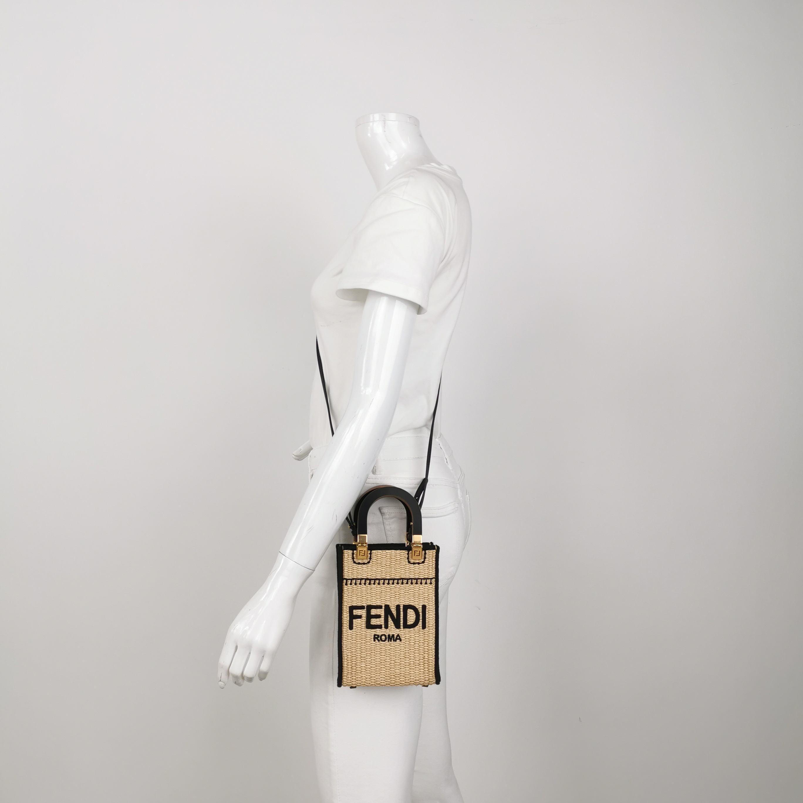 Fendi Sunshine Shopper Tote Straw Mini — alternate view