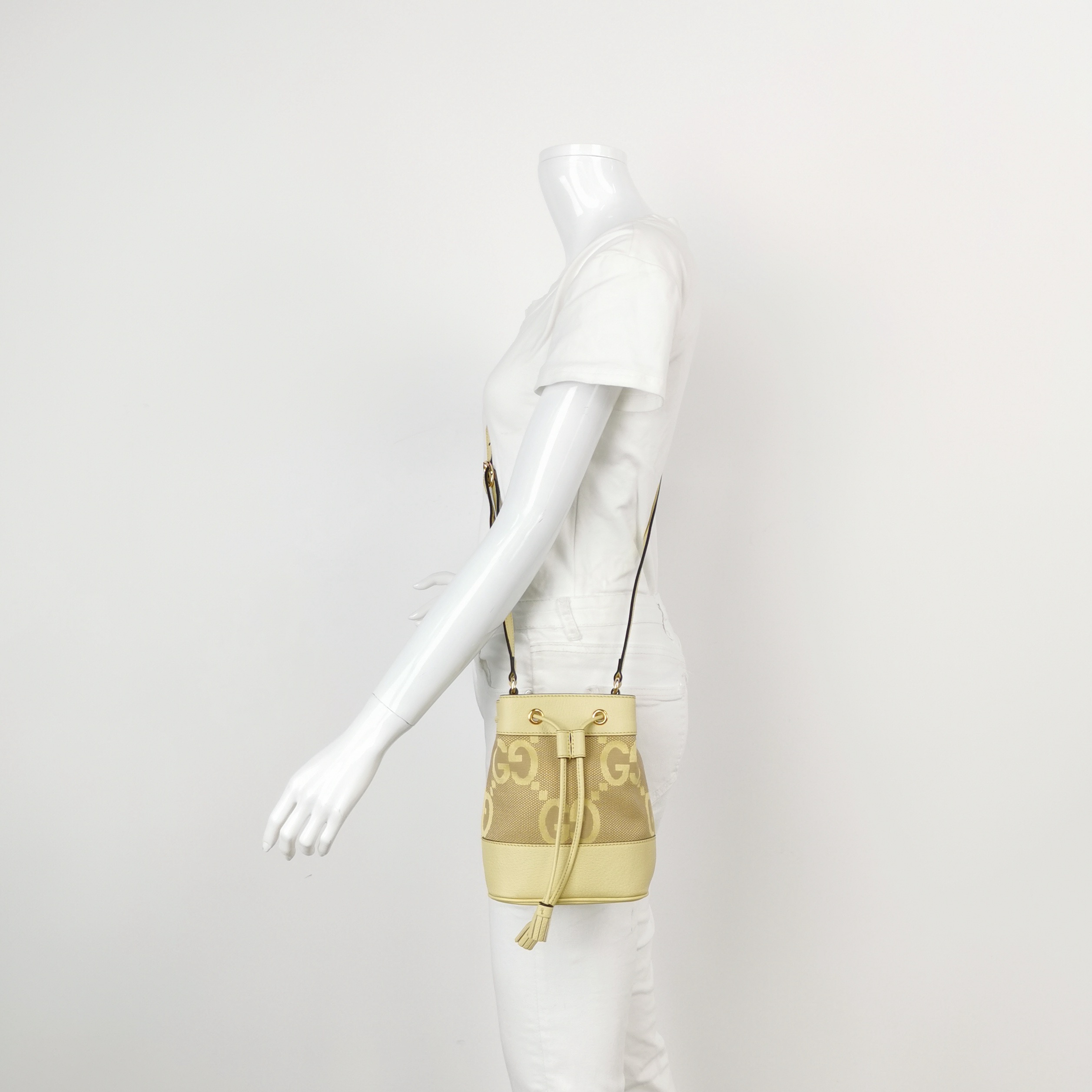 Gucci Ophidia Bucket Bag Jumbo GG Canvas with Leather Mini — alternate view
