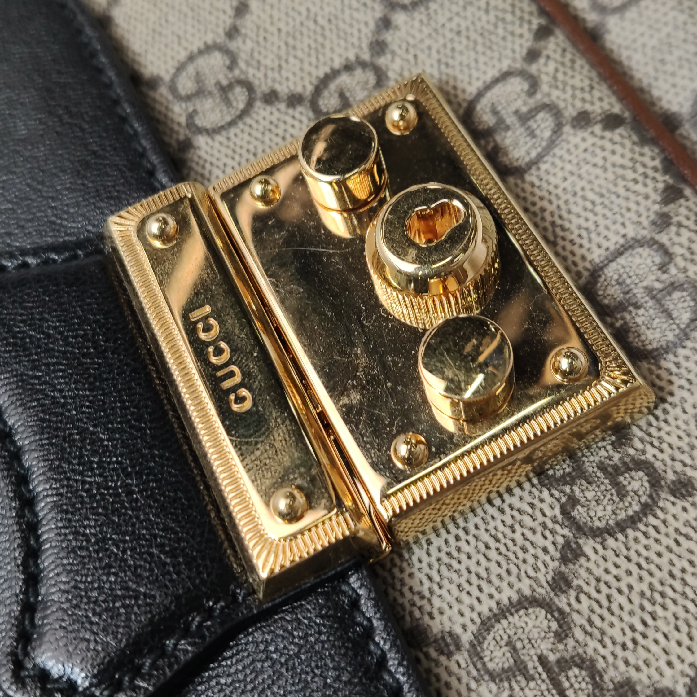 Gucci Padlock Front Pocket Flap Shoulder Bag GG Coated Canvas and Leather Mini — photo 9 of 13