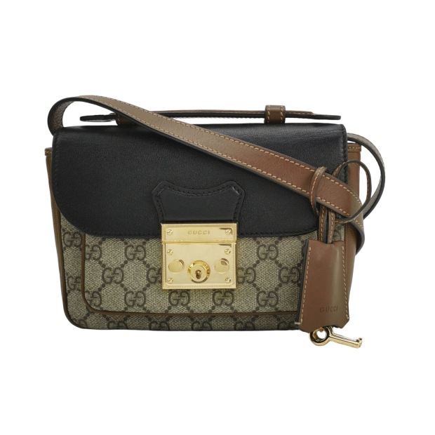 Gucci Padlock Front Pocket Flap Shoulder Bag GG Coated Canvas and Leather Mini — pre-owned, Vierlot