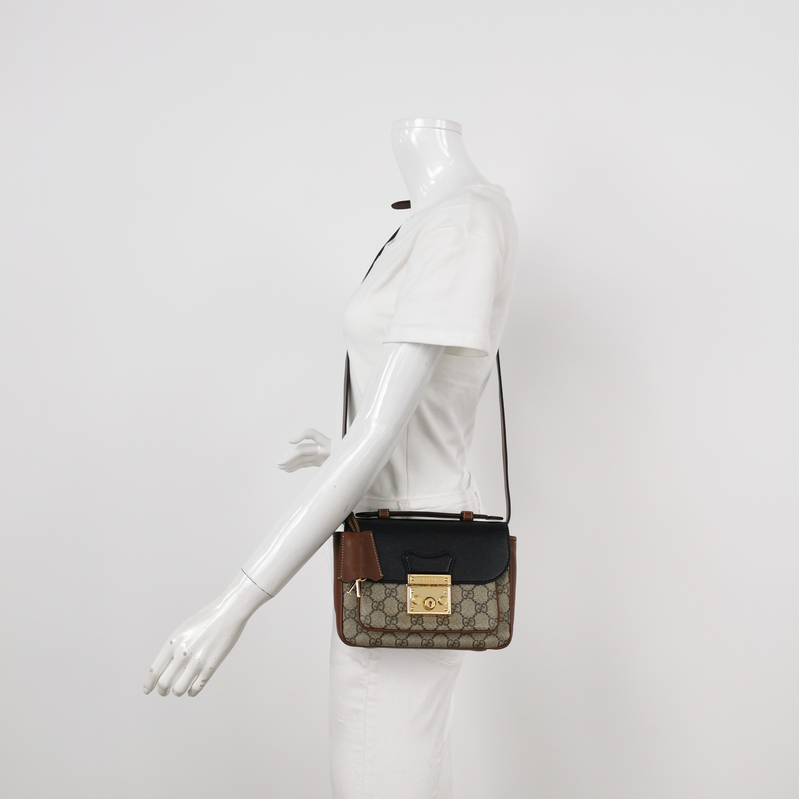 Gucci Padlock Front Pocket Flap Shoulder Bag GG Coated Canvas and Leather Mini — alternate view