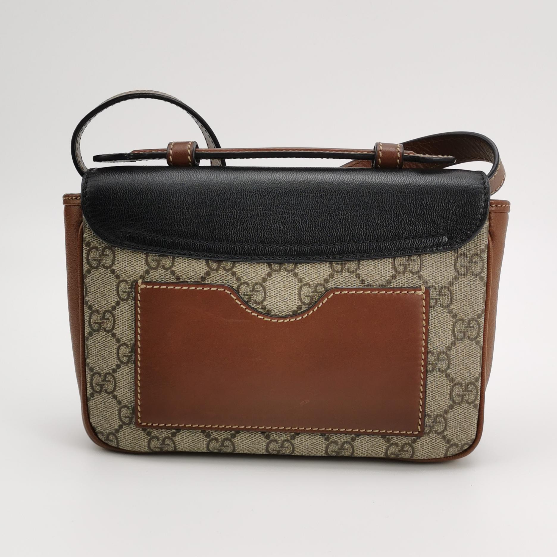 Gucci Padlock Front Pocket Flap Shoulder Bag GG Coated Canvas and Leather Mini — photo 3 of 15