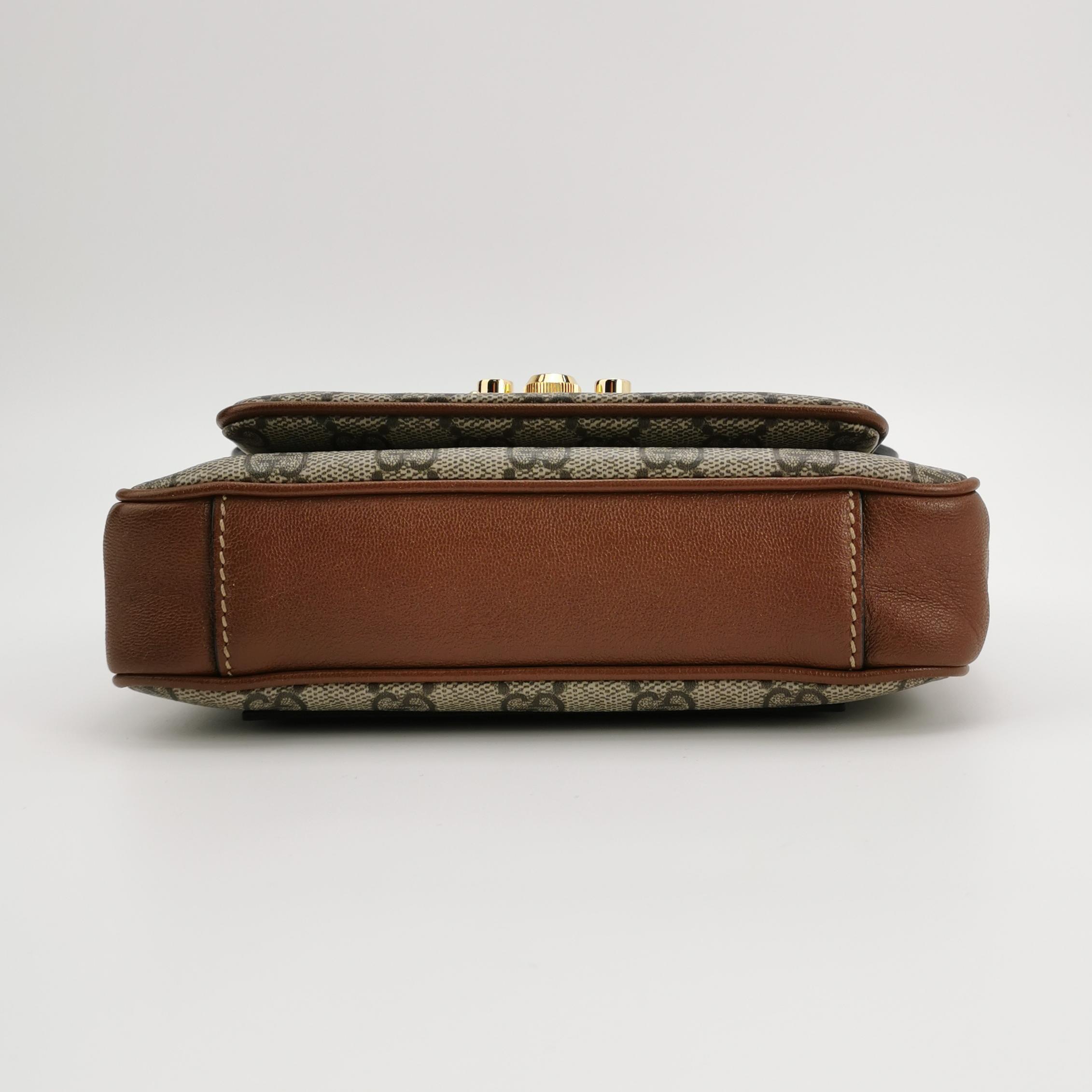 Gucci Padlock Front Pocket Flap Shoulder Bag GG Coated Canvas and Leather Mini — photo 6 of 15