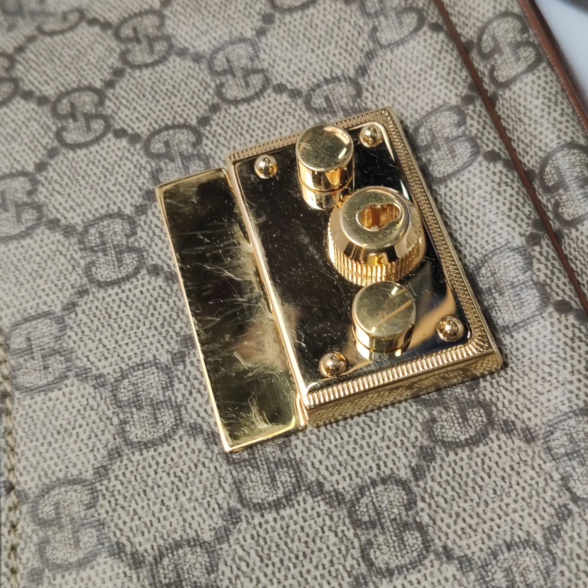 Gucci Padlock Front Pocket Flap Shoulder Bag GG Coated Canvas and Leather Mini — photo 9 of 15