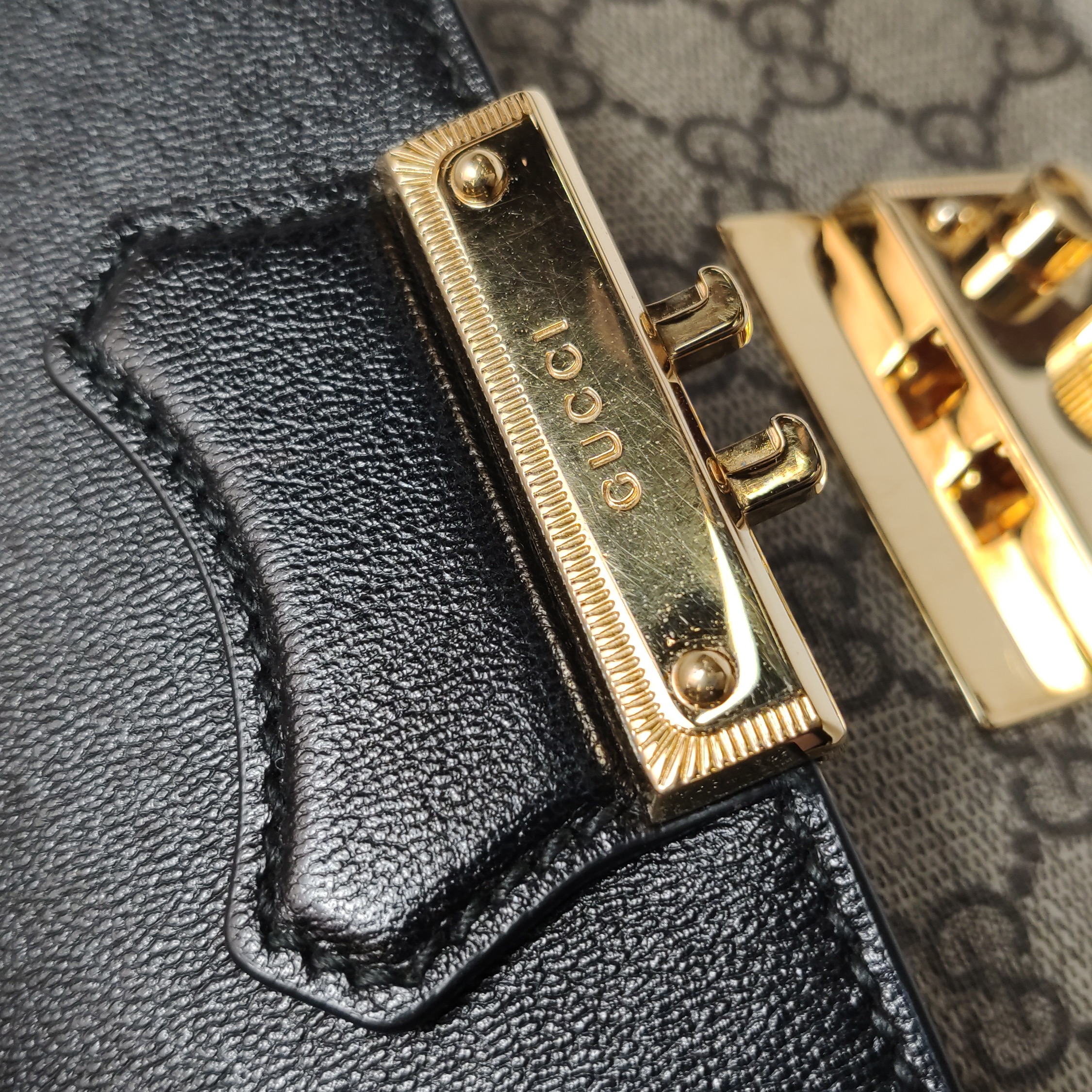 Gucci Padlock Front Pocket Flap Shoulder Bag GG Coated Canvas and Leather Mini — photo 10 of 15