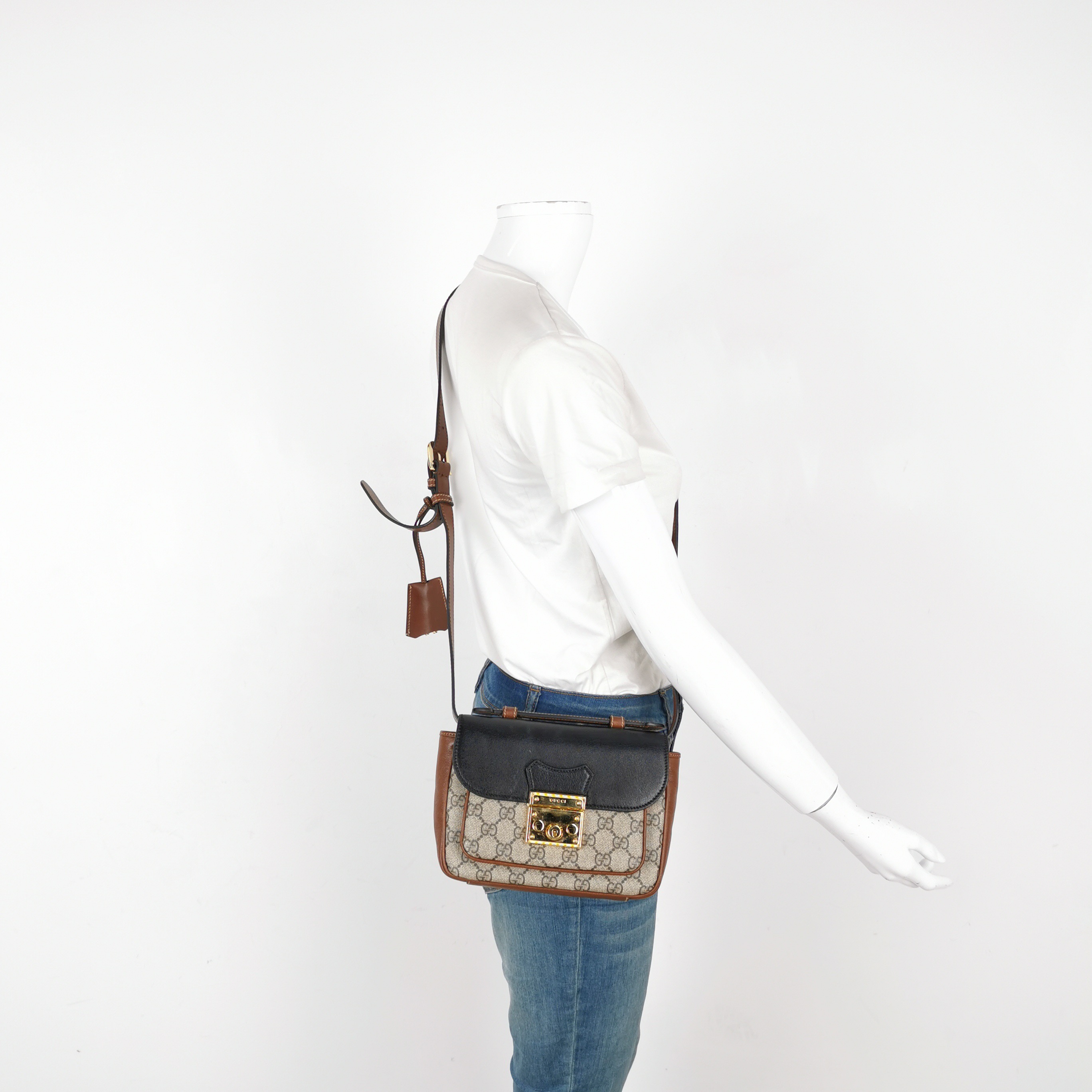 Gucci Padlock Front Pocket Flap Shoulder Bag GG Coated Canvas and Leather Mini — alternate view