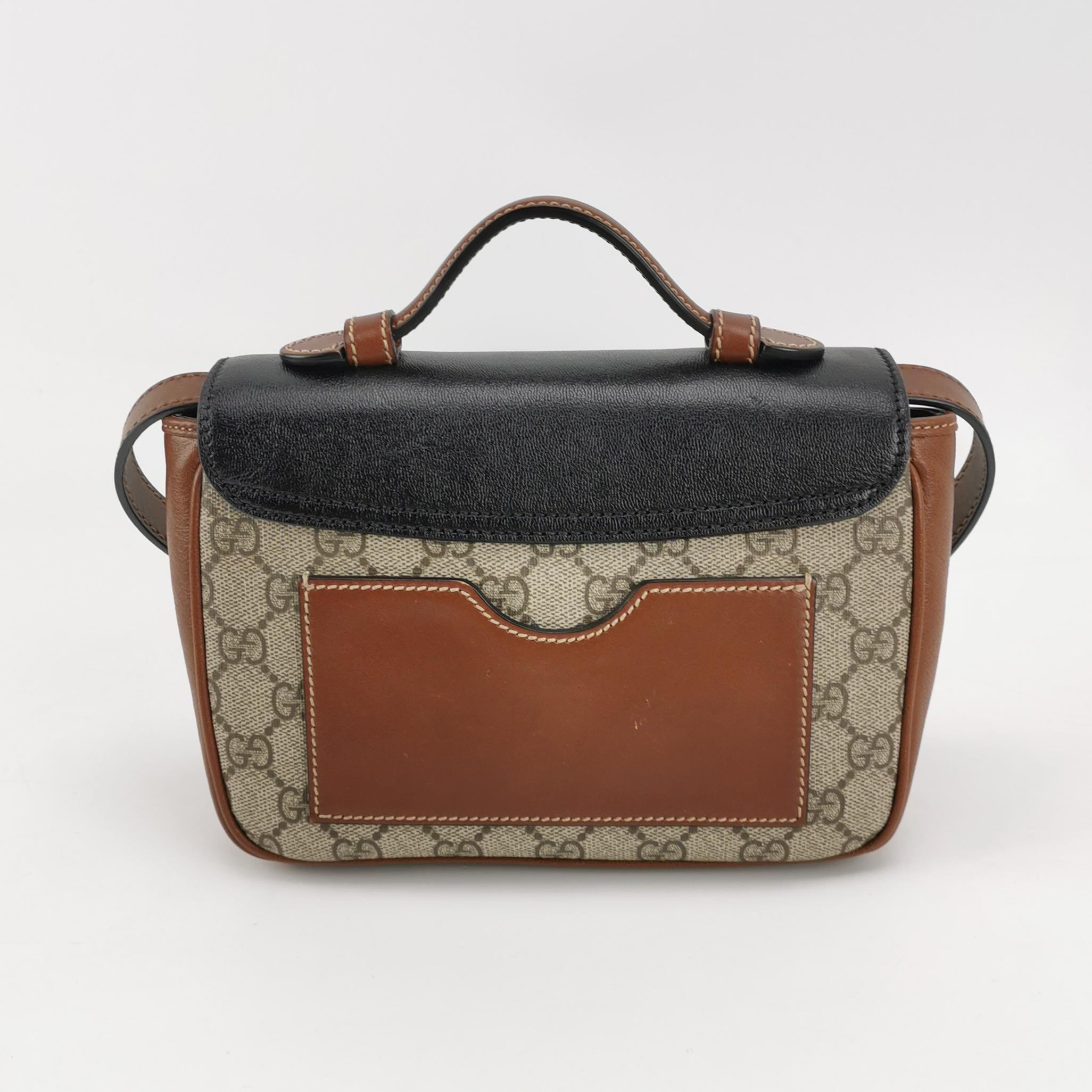 Gucci Padlock Front Pocket Flap Shoulder Bag GG Coated Canvas and Leather Mini — photo 3 of 13