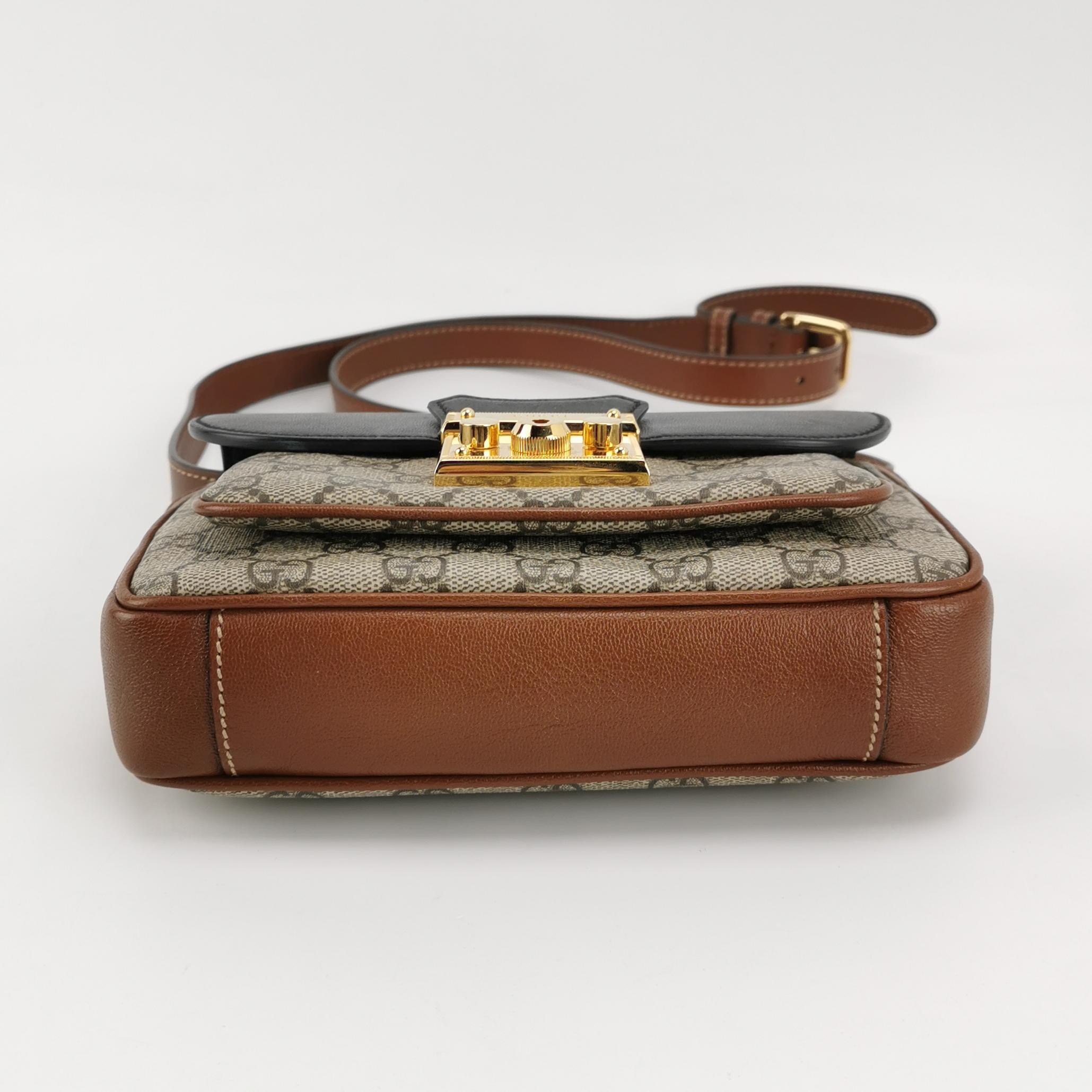 Gucci Padlock Front Pocket Flap Shoulder Bag GG Coated Canvas and Leather Mini — photo 5 of 13
