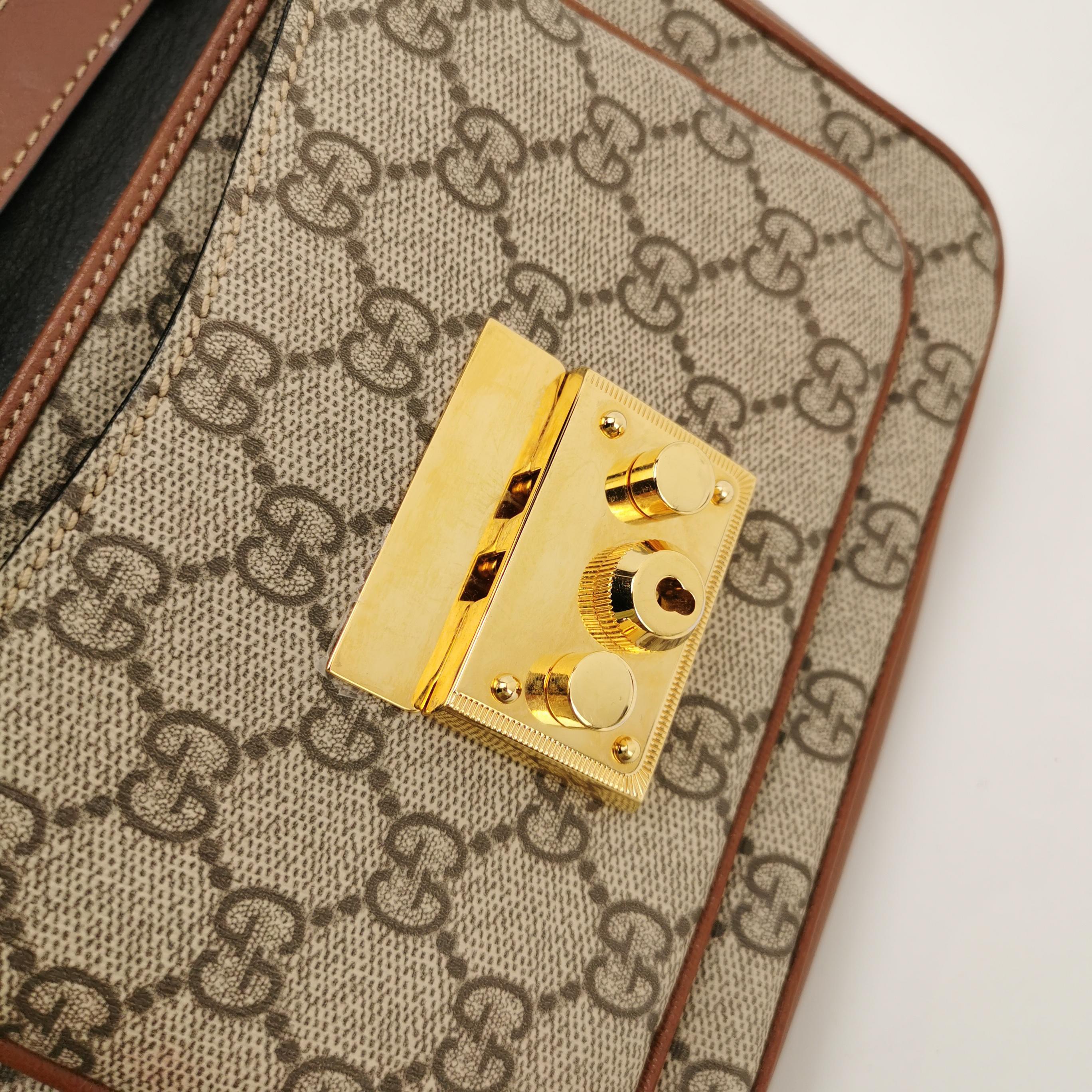 Gucci Padlock Front Pocket Flap Shoulder Bag GG Coated Canvas and Leather Mini — photo 11 of 13