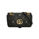 Gucci Pearly GG Marmont Flap Bag Embellished Matelasse Leather Small — thumbnail 1