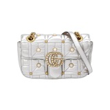 Gucci Pearly GG Marmont Flap Bag Embellished Matelasse Leather Mini — thumbnail 1
