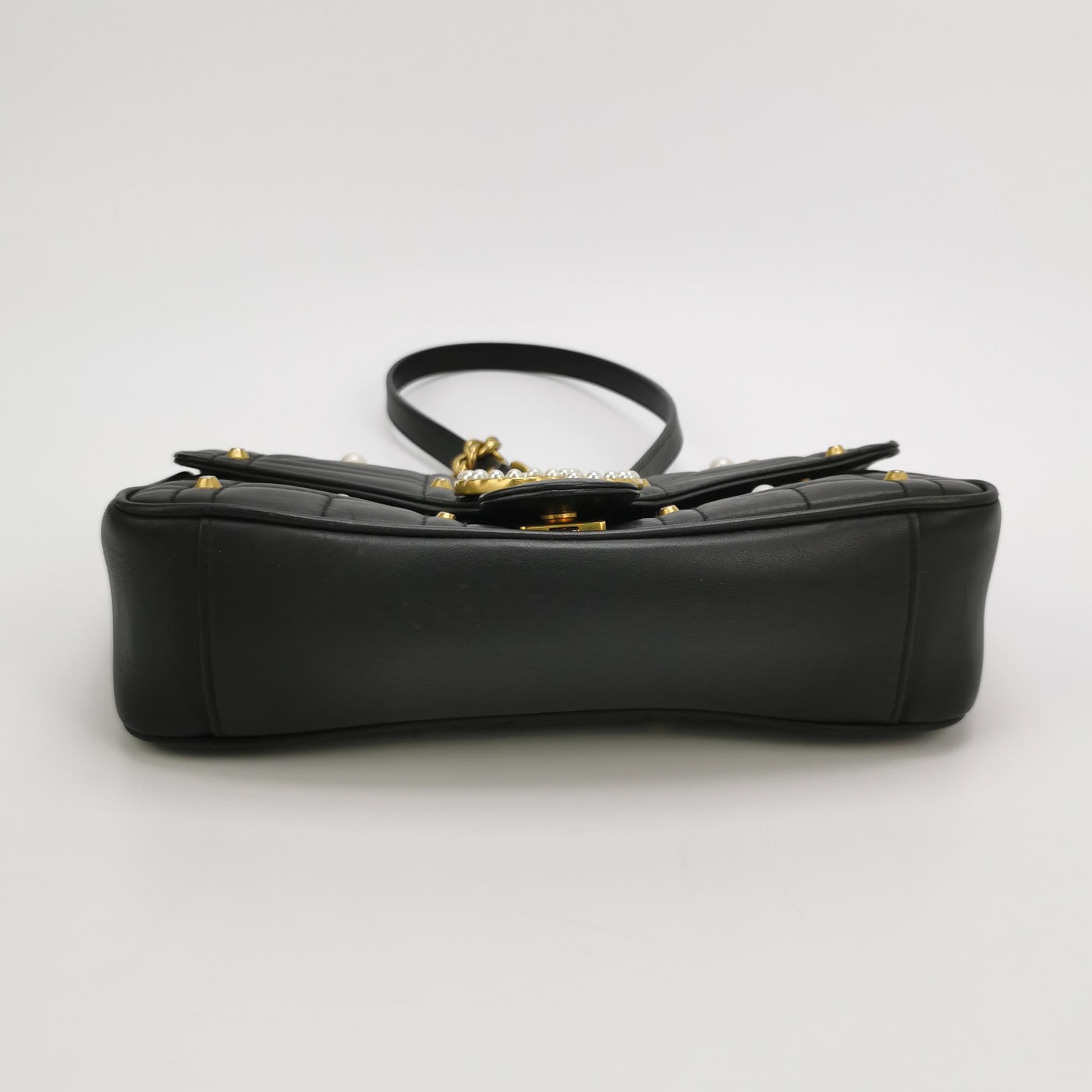 Gucci Pearly GG Marmont Flap Bag Embellished Matelasse Leather Small — photo 6 of 23