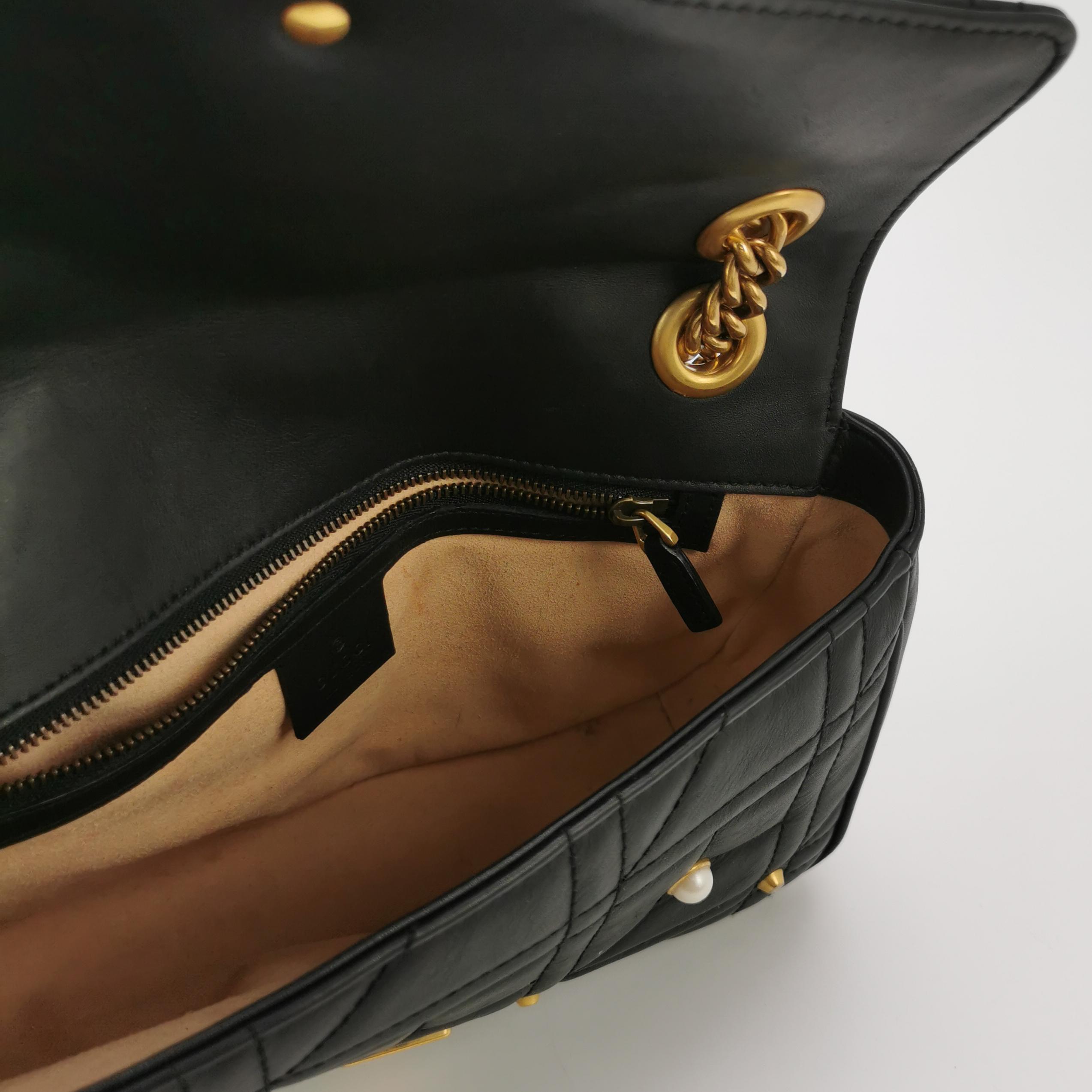 Gucci Pearly GG Marmont Flap Bag Embellished Matelasse Leather Small — photo 7 of 23