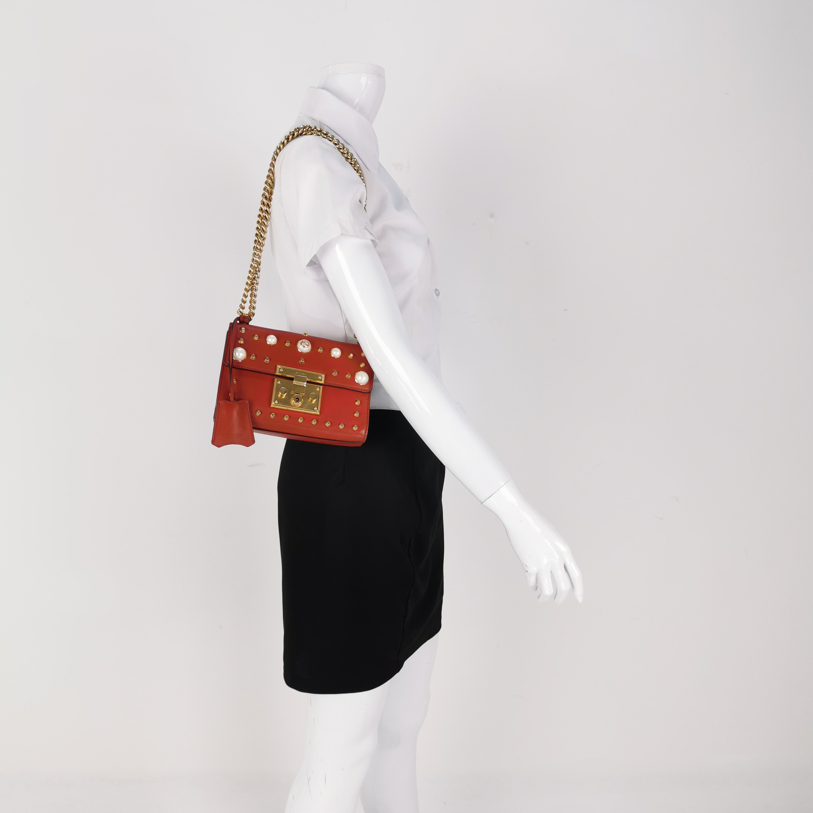 Gucci Pearly Padlock Shoulder Bag Studded Leather Small — alternate view