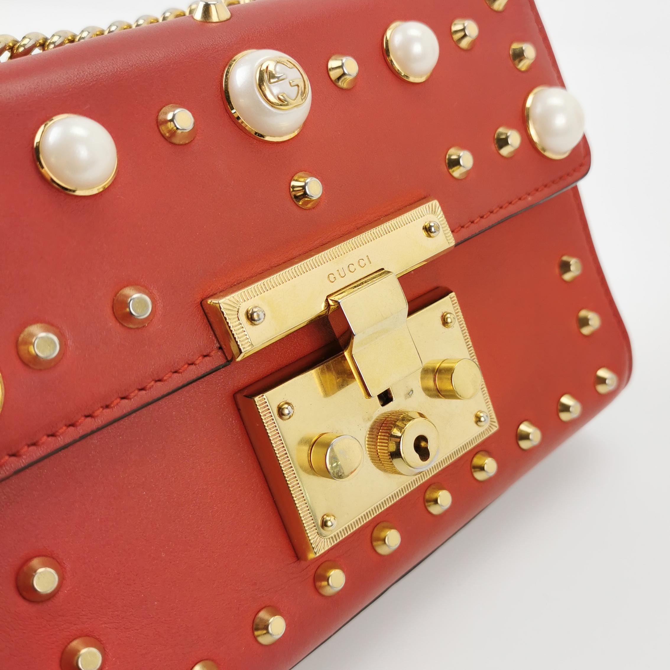 Gucci Pearly Padlock Shoulder Bag Studded Leather Small — photo 12 of 12