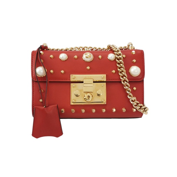 Gucci Pearly Padlock Shoulder Bag Studded Leather Small — pre-owned, Vierlot